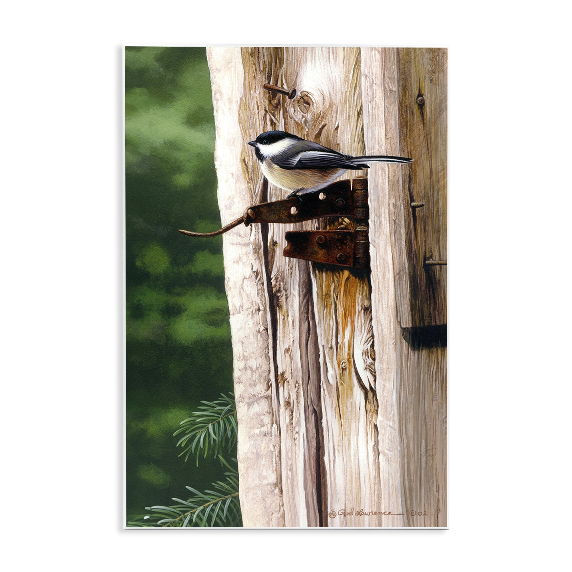 Stupell Industries Bird on Rusty Perch Animals Painting Unframed Art Print Wall Art, 13 x 19