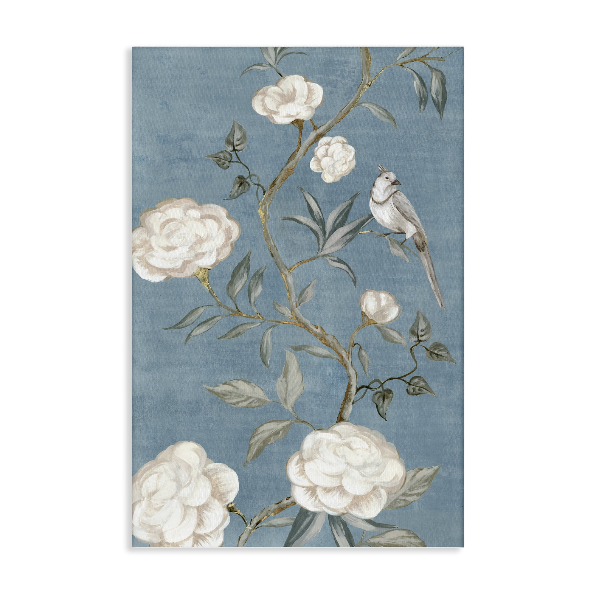 Stupell Industries Bird on Traditional Florals Plants & Flowers Painting Wrapped Canvas Art Print Wall Art, 16 x 24