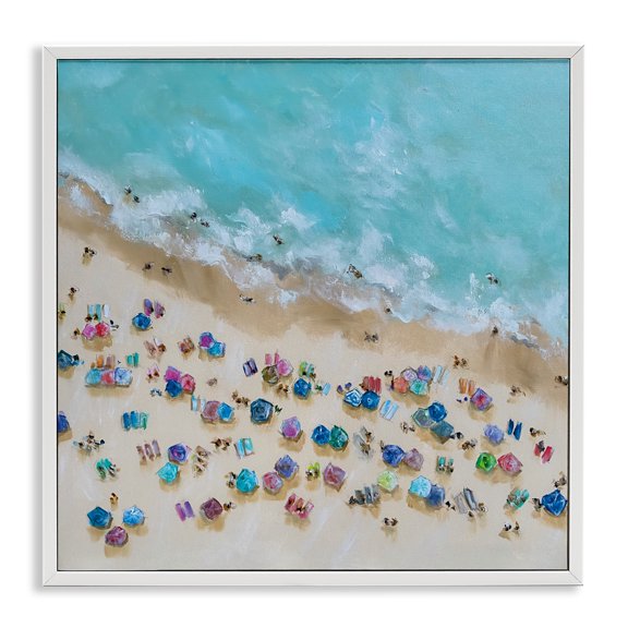 Stupell Industries Bird's Eye Umbrellas White Framed Giclee Art design by Emma Bell, 24 x 24