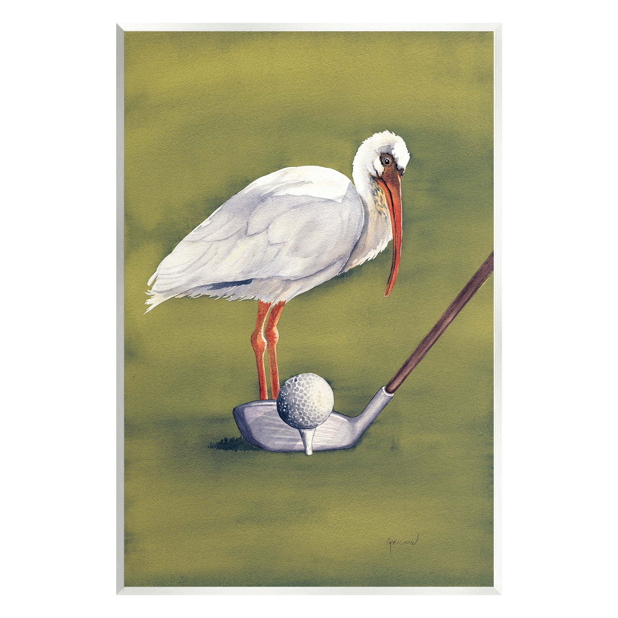 Stupell Industries Bird with Golf Club Animals & Insects Painting Unframed Art Print Wall Art, 13 x 19
