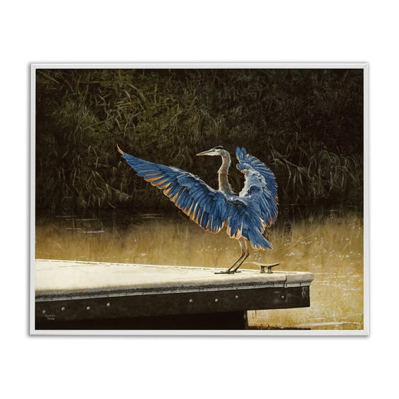 Stupell Industries Bird with Vast Wingspan Landscape & Nature Painting White Framed Art Print Wall Art, 30 x 24