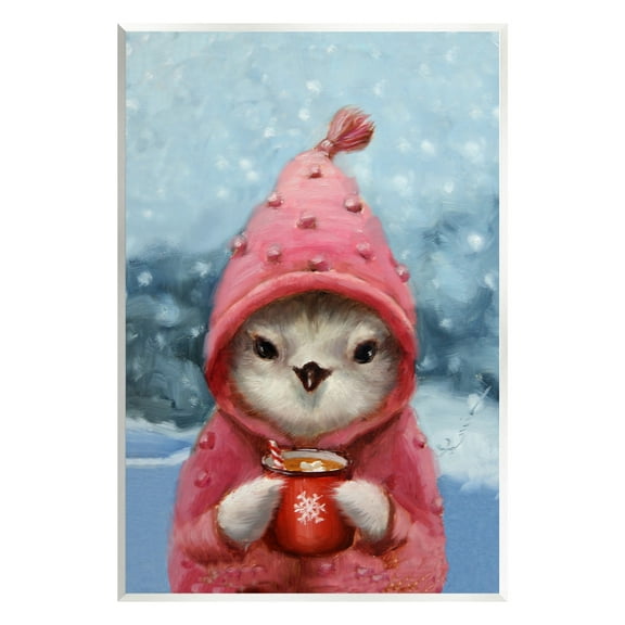 Stupell Industries Bird with Winter Cocoa Holiday Painting Unframed Art Print Wall Art, 10 x 15
