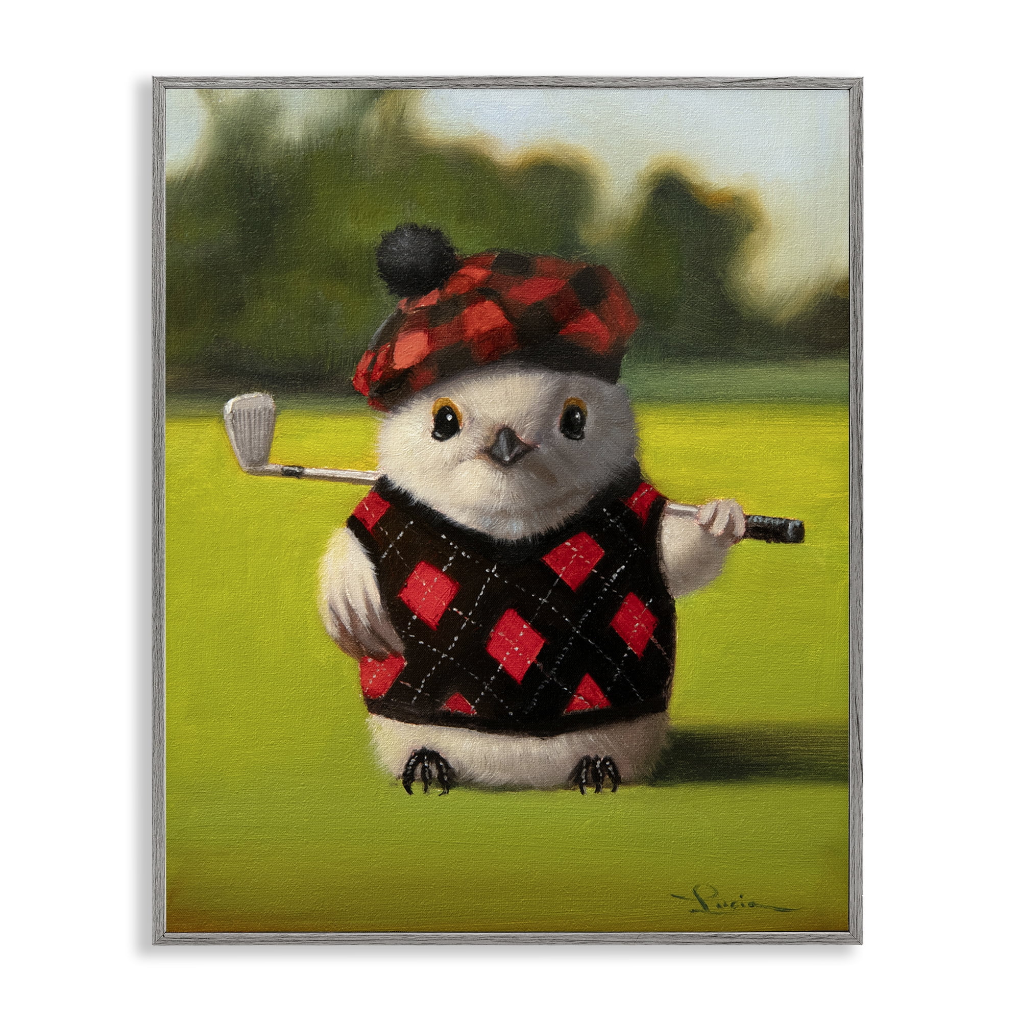 Stupell Industries Birdie Golf Swing Gray Framed Giclee Art, design by Lucia Heffernan