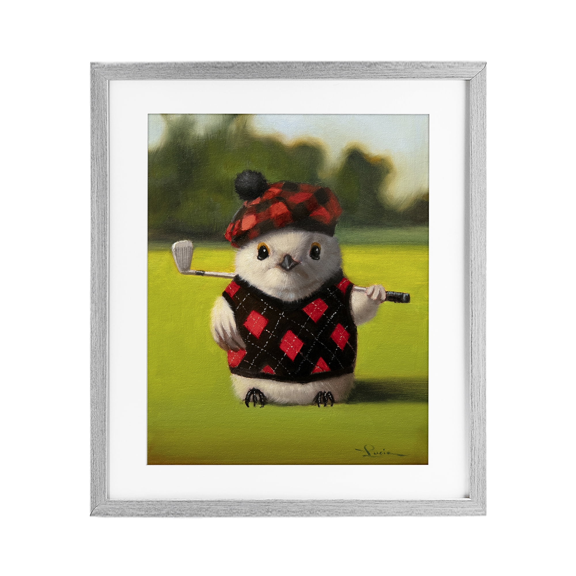 Stupell Industries Birdie Golf Swing Gray Framed Print Under Glass, design by Lucia Heffernan