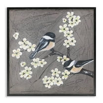 Stupell Industries Birds & Apple Blossoms Animals & Insects Painting Black Framed Art Print Wall Art, 12 x 12