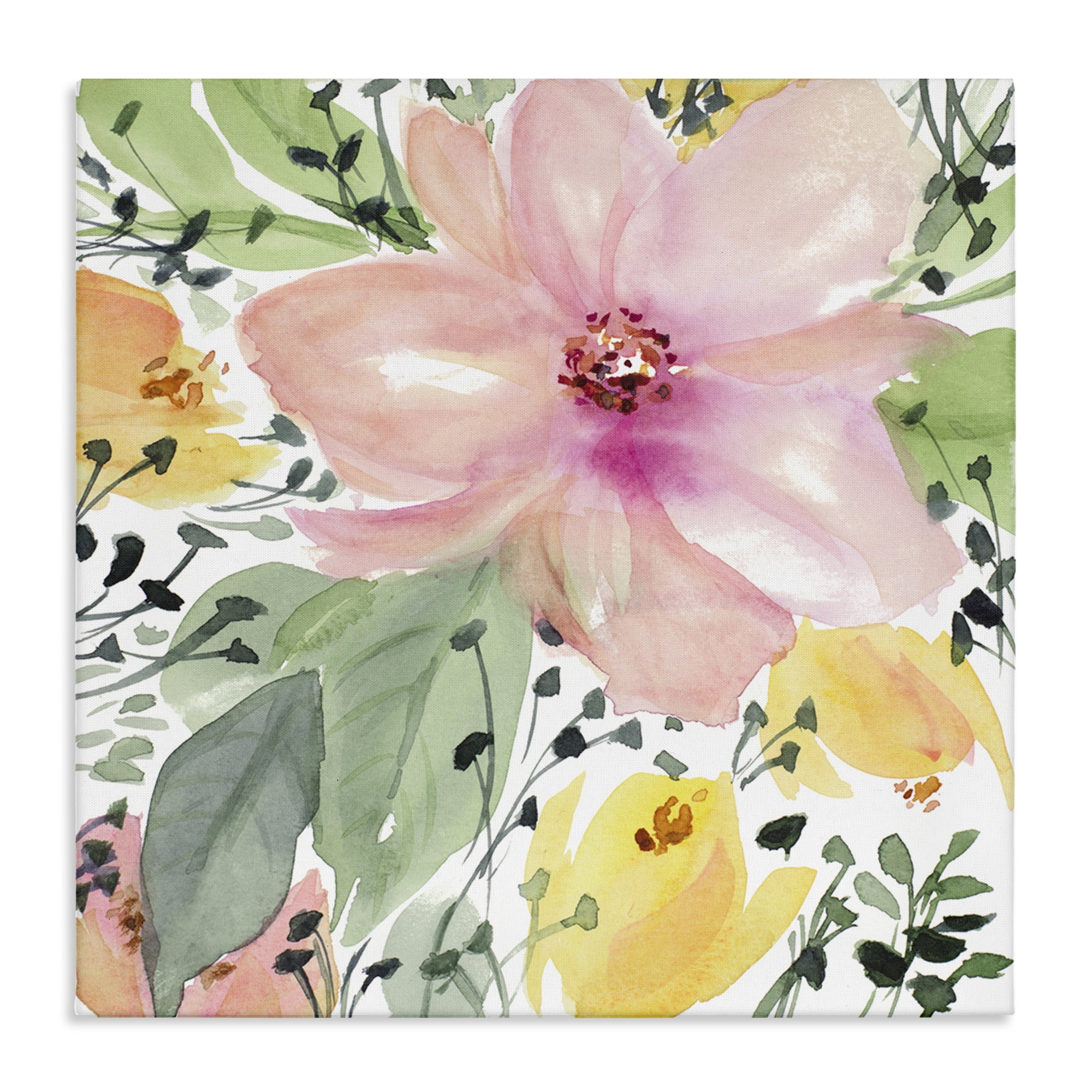 Stupell Industries Birds Eye Floral Botanical & Floral Painting Gallery Wrapped Canvas Art Print Wall Art, 36 x 36