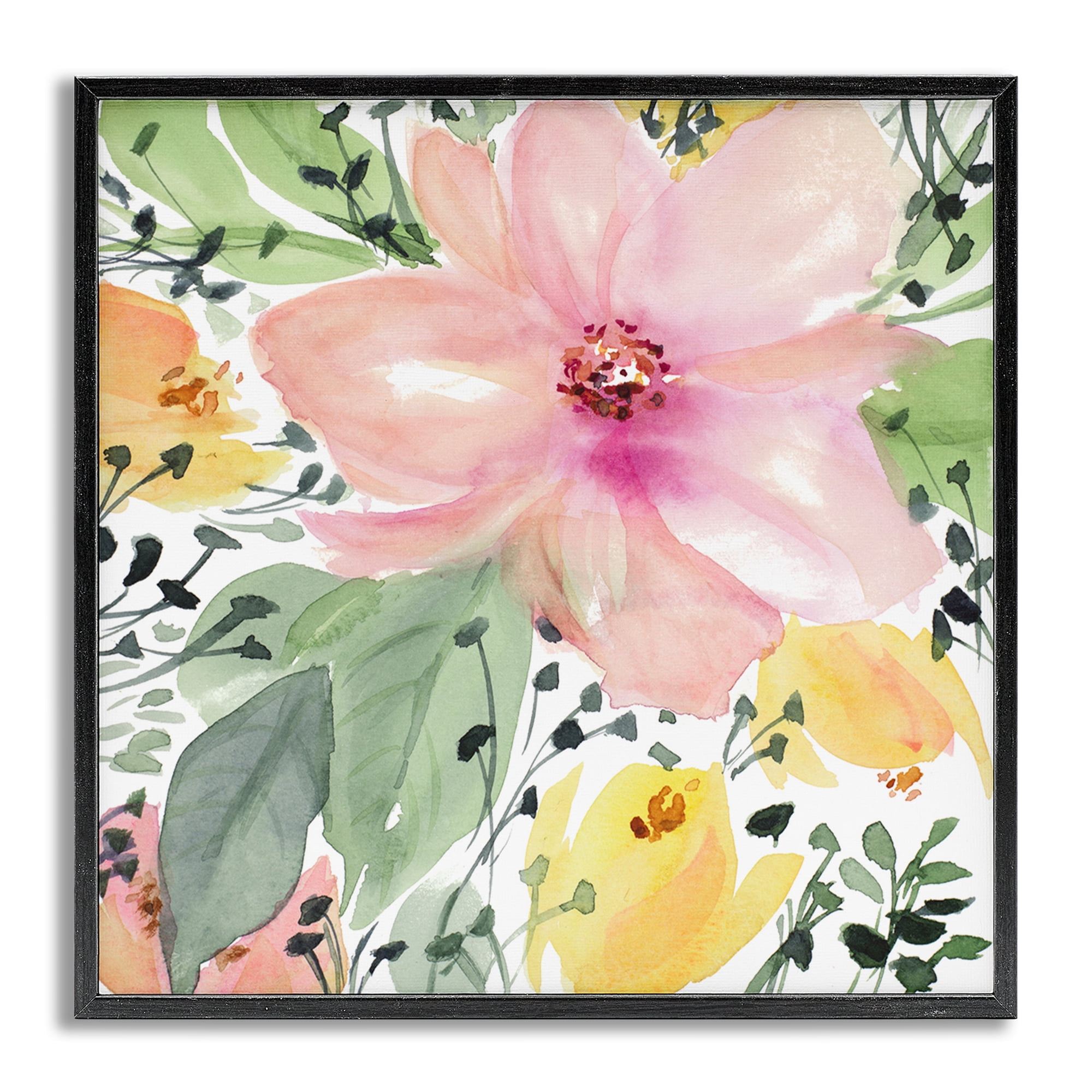 Stupell Industries Birds Eye Floral Botanical & Floral Painting Gray Framed Art Print Wall Art, 17 x 17
