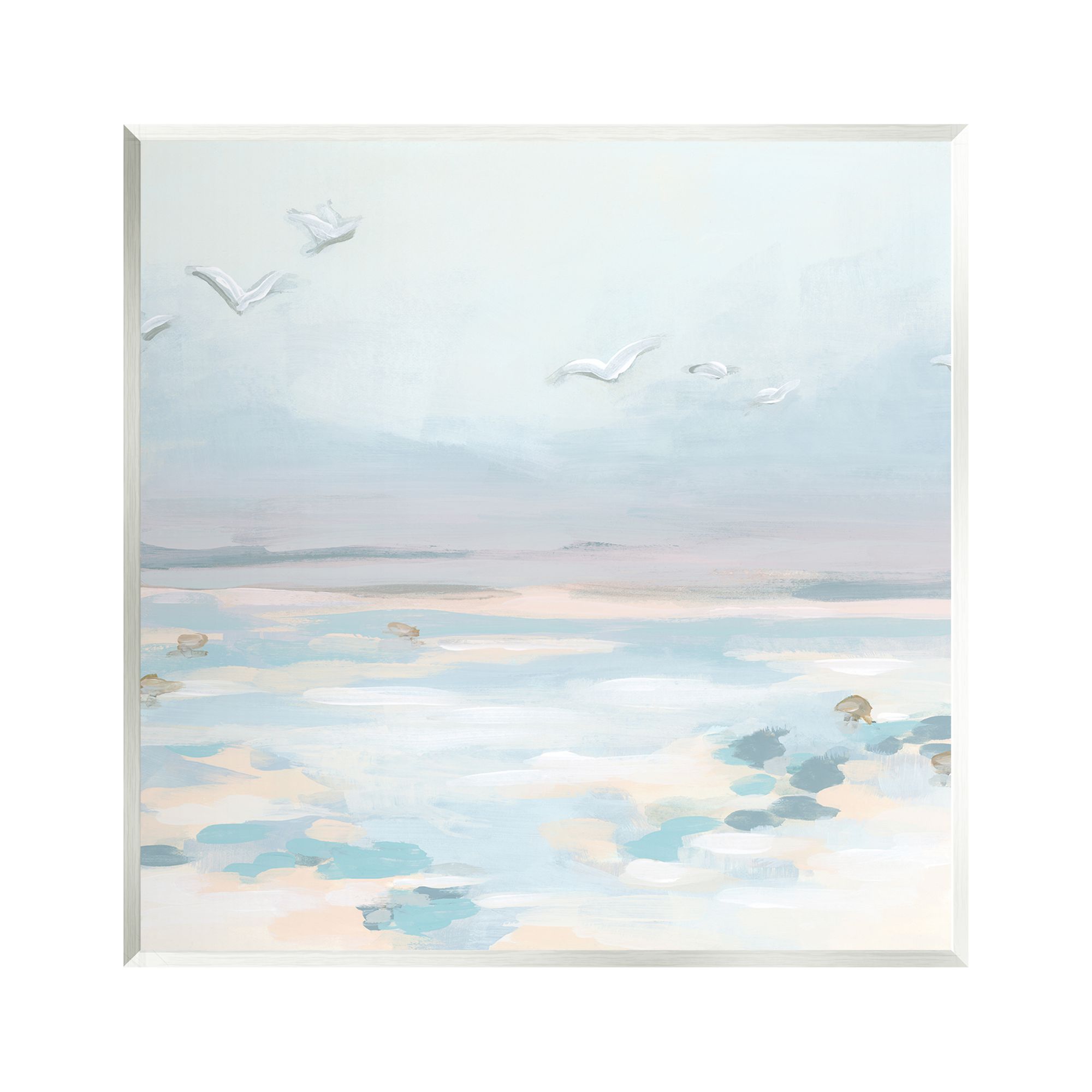 Stupell Industries Birds Flying Beach Scene Animals & Insects Painting Unframed Art Print Wall Art, 12 x 12
