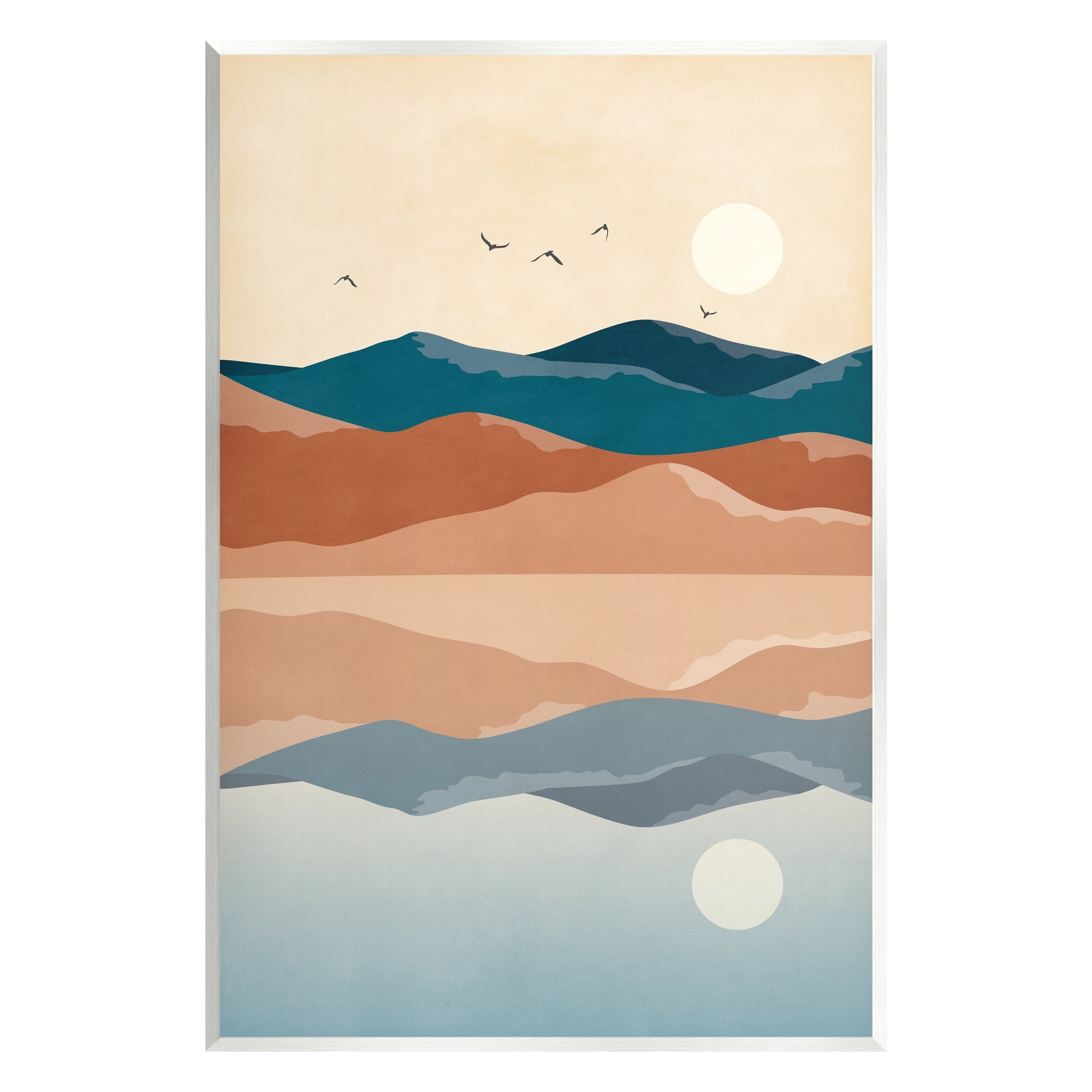 Stupell Industries Birds Flying Over Mountain Peaks Lake Reflection Graphic Art Unframed Art Print Wall Art, Design by JJ Design House LLC