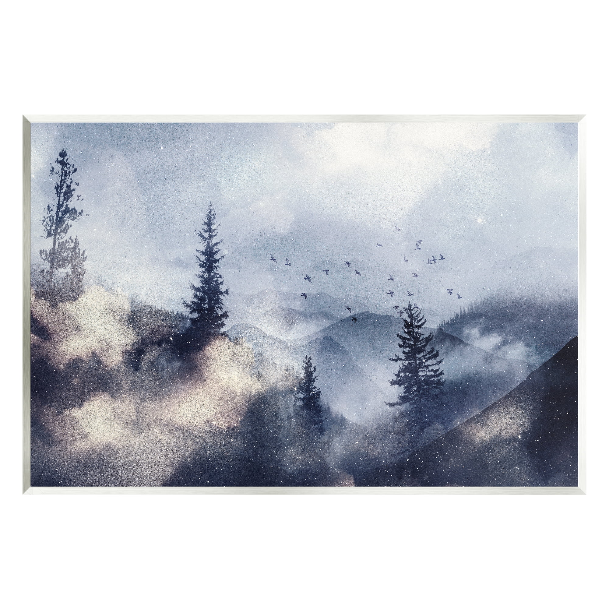 Stupell Industries Birds Over Mountain Scene Nature Painting Unframed Art Print Wall Art, 15 x 10