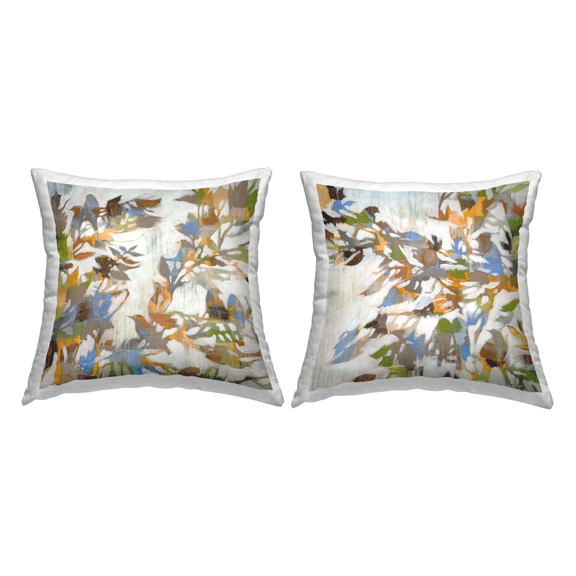 Stupell Industries Birds Perched on Branches Square Decorative Printed Throw Pillow, 18 x 18, Set of 2