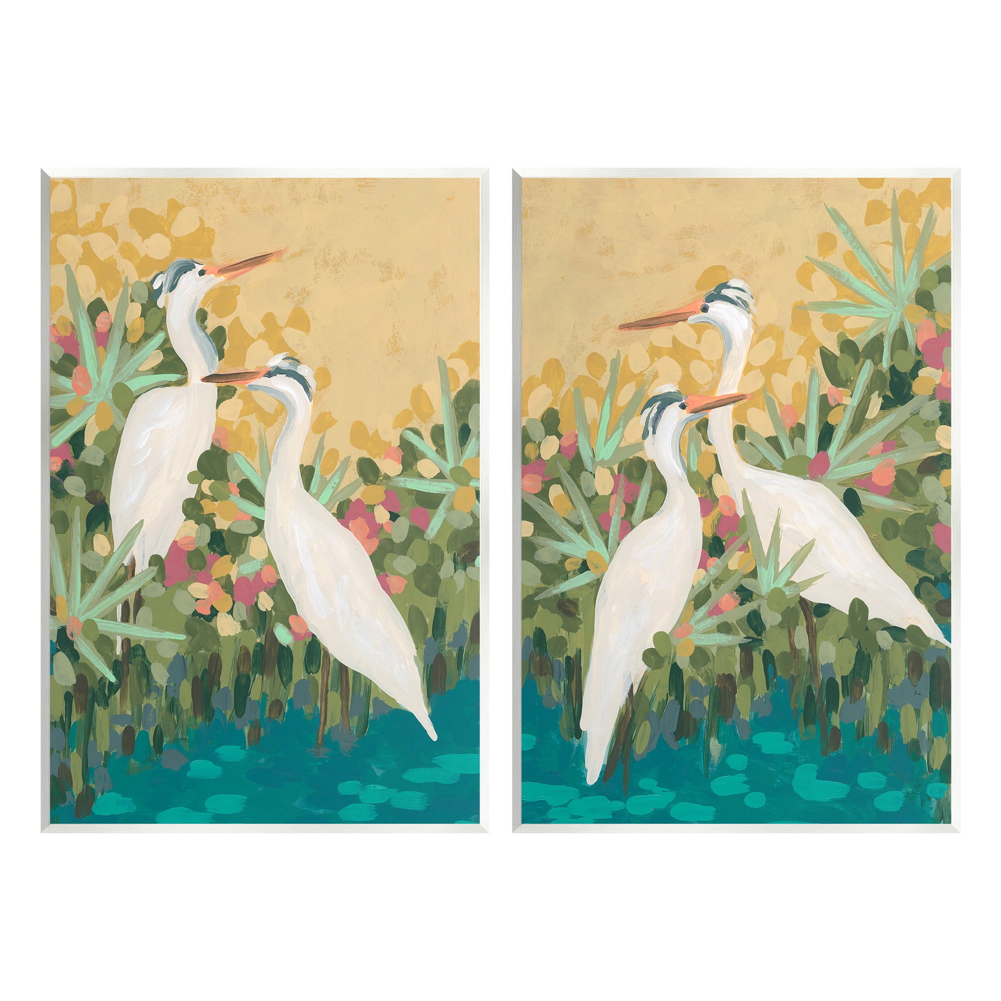 Stupell Industries Birds & Pond Botanicals Animals & Insects Painting Unframed Art Print Wall Art, 13 x 19, Set of 2
