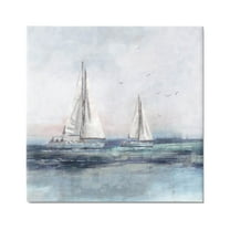 Stupell Industries Birds Surrounding Sailboats Ocean Waves Painting Gallery Wrapped Canvas Print Wall Art, Design by Nina Blue