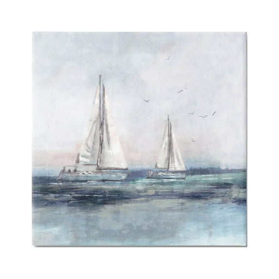 Stupell Industries Birds Surrounding Sailboats Ocean Waves Painting Gallery Wrapped Canvas Print Wall Art, Design by Nina Blue