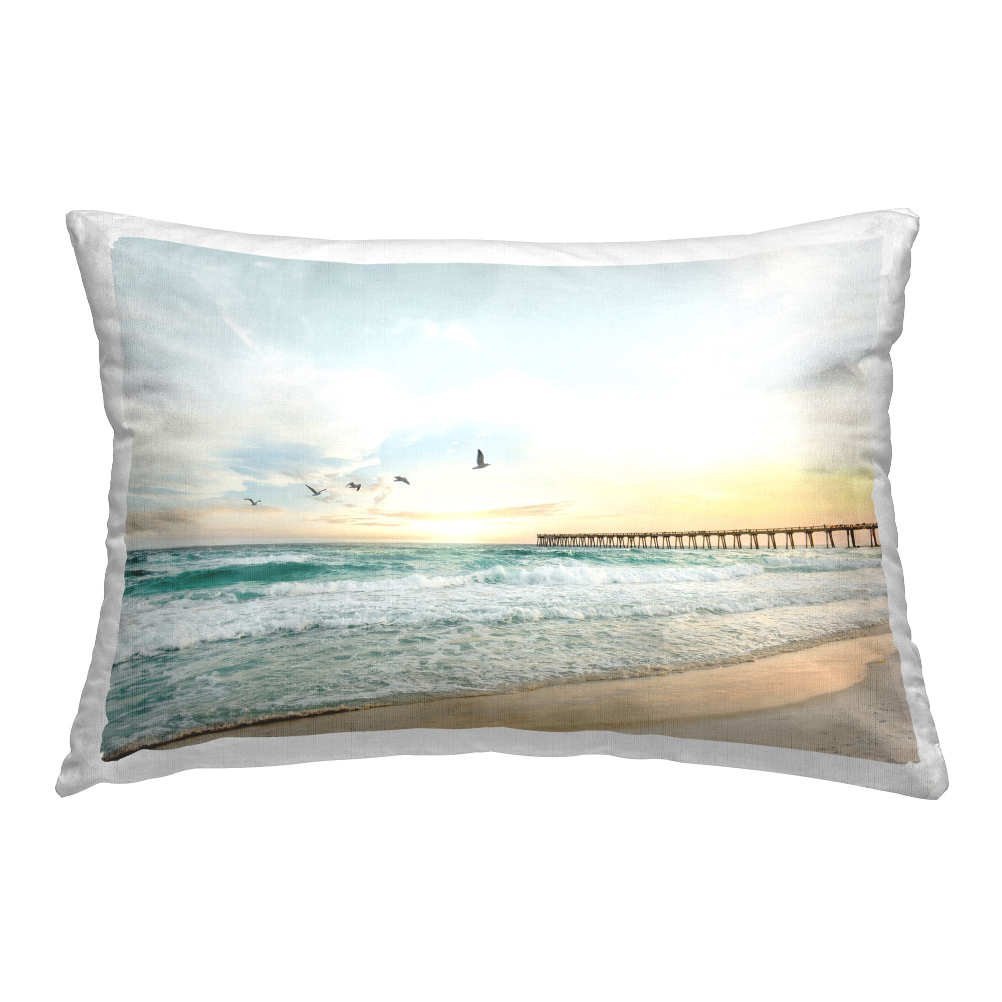 Stupell Industries Birds at Beach Pier Decorative Printed Throw Pillow Design by Sisi and Seb.