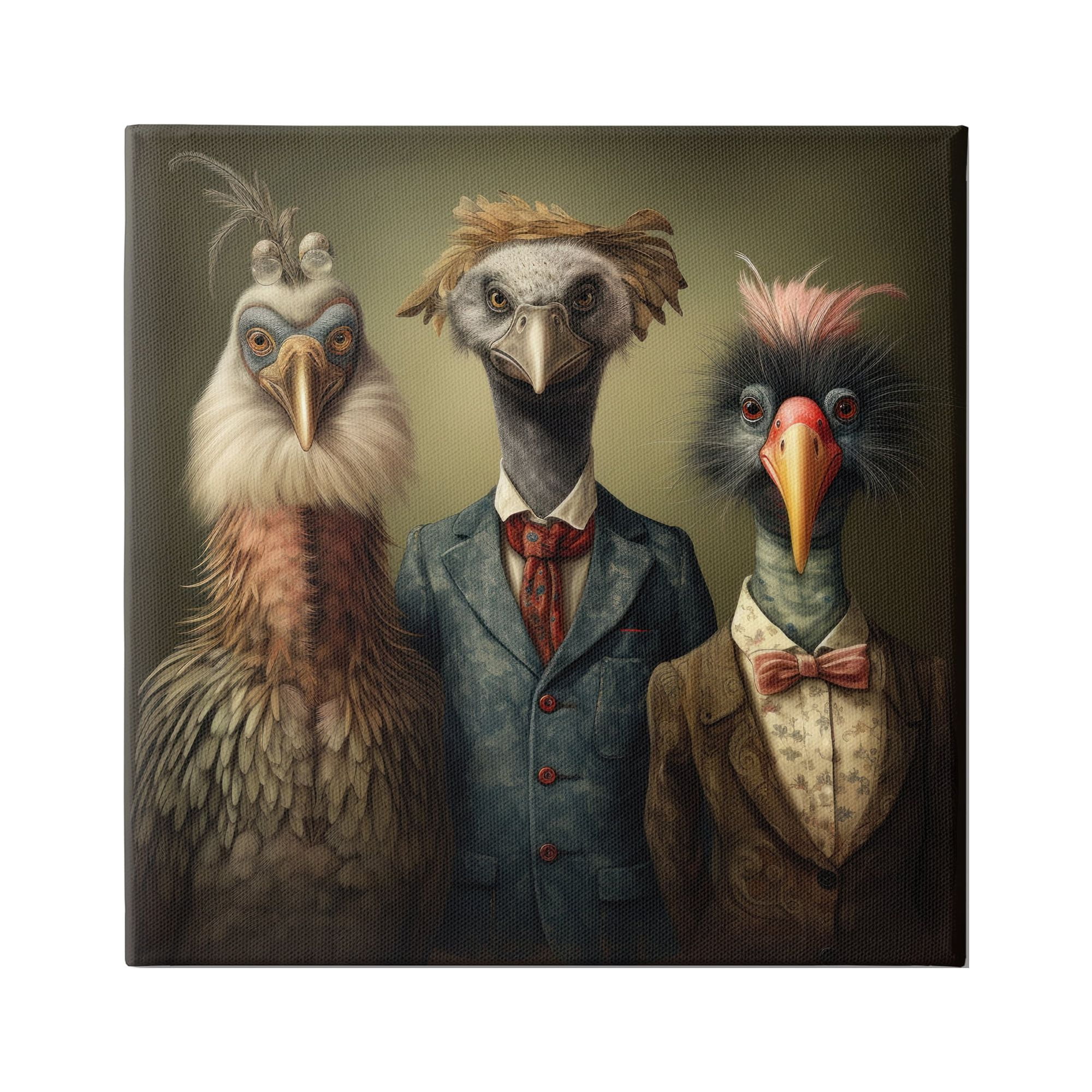 Stupell Industries Birds in Fancy Suits Animals & Insects Painting Gallery Wrapped Canvas Art Print Wall Art, 24 x 24