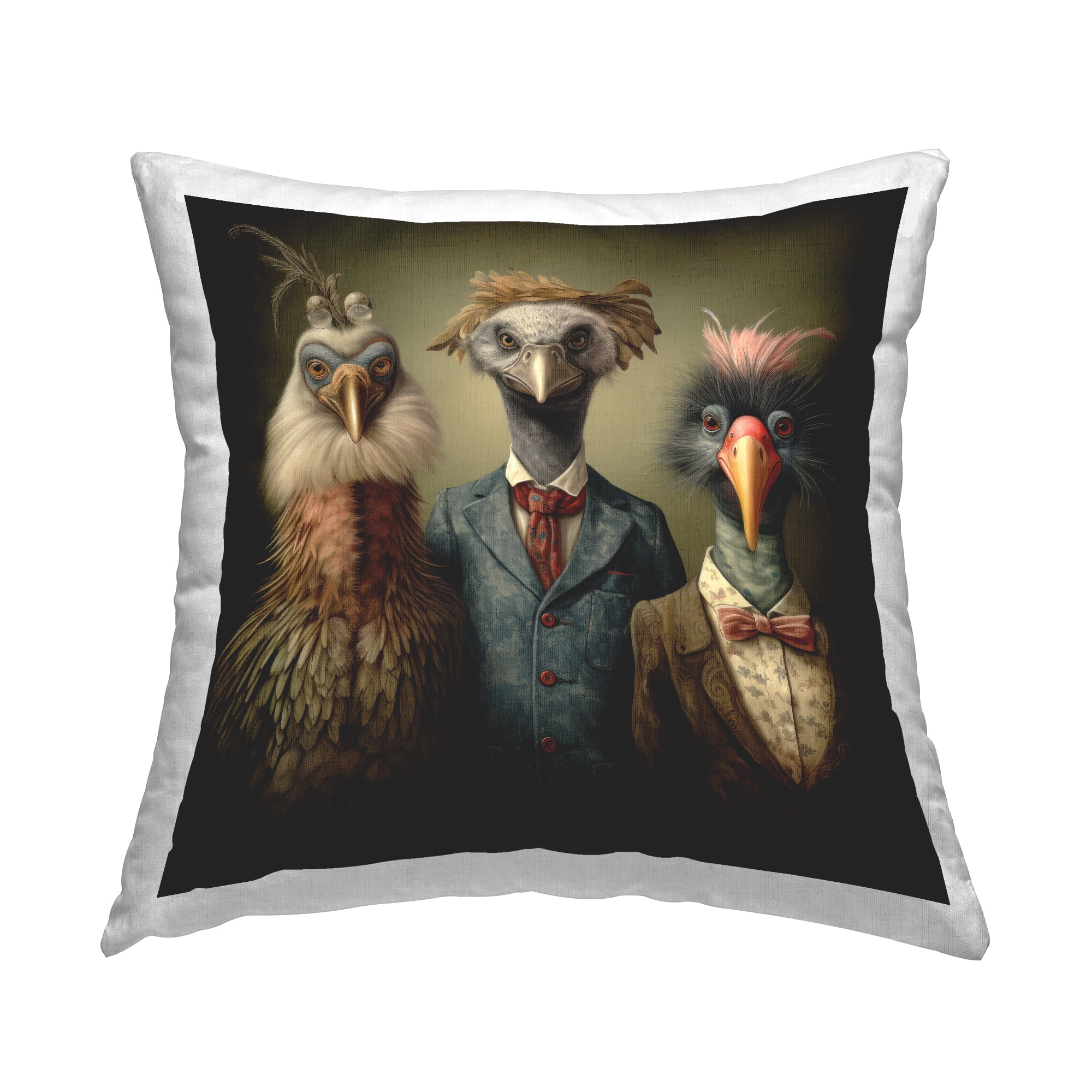 Stupell Industries Birds in Victorian Fashion Decorative Printed Throw Pillow, 18 x 18