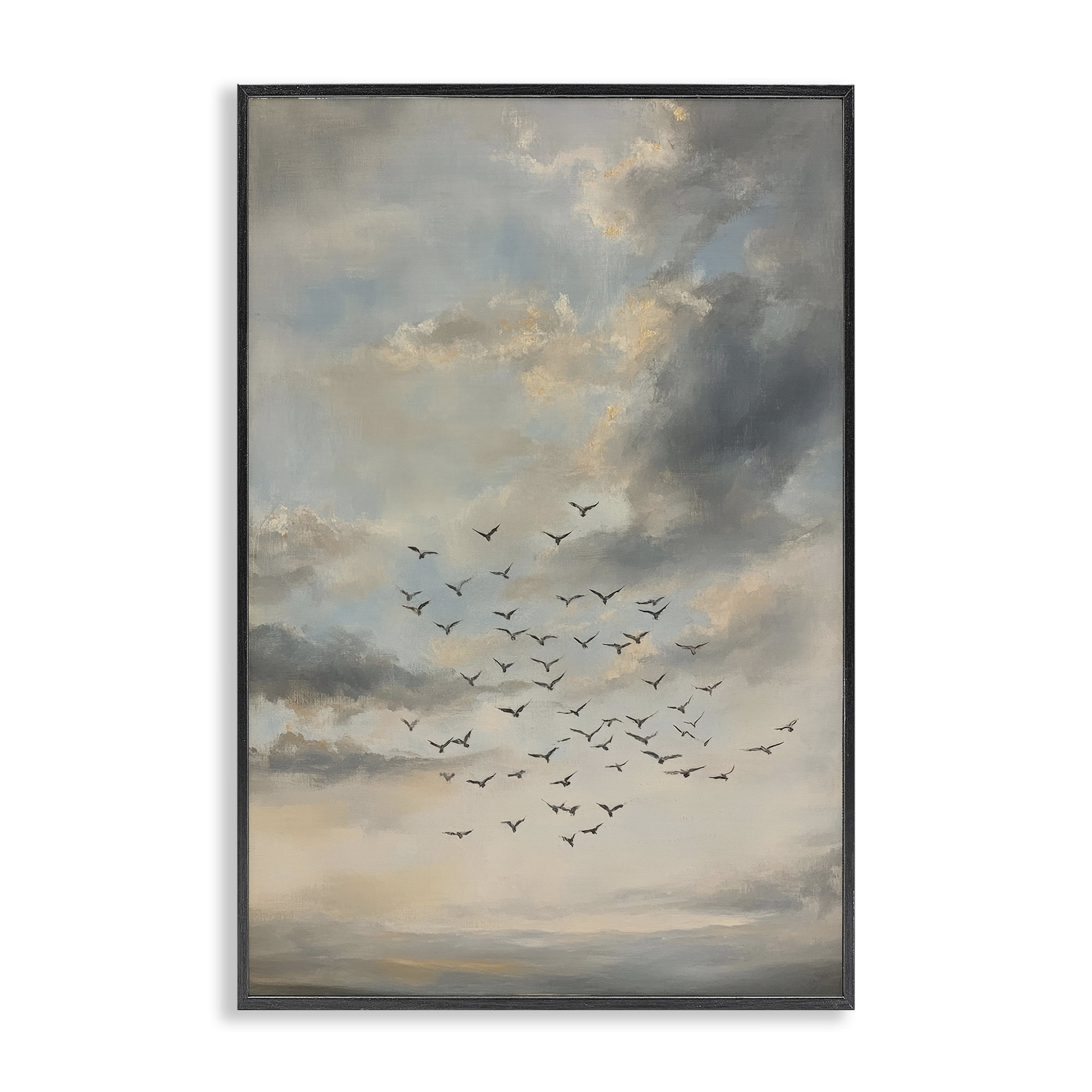 Stupell Industries Birds in the Clouds at Dusk Black Framed Giclee Art, design by Petal Prints Design