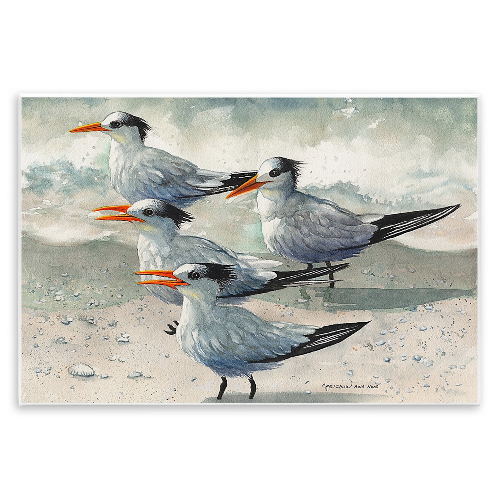 Stupell Industries Birds on Sandy Beach Animals & Insects Painting Unframed Art Print Wall Art, 19 x 13