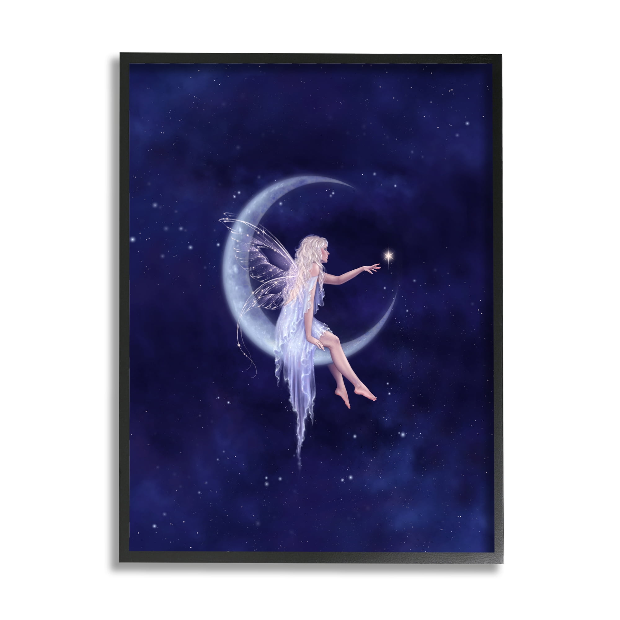 Stupell Industries Birth of a Star Fairy Fairy Tales & Fantasy Painting Black Framed Art Print Wall Art, 11 x 14