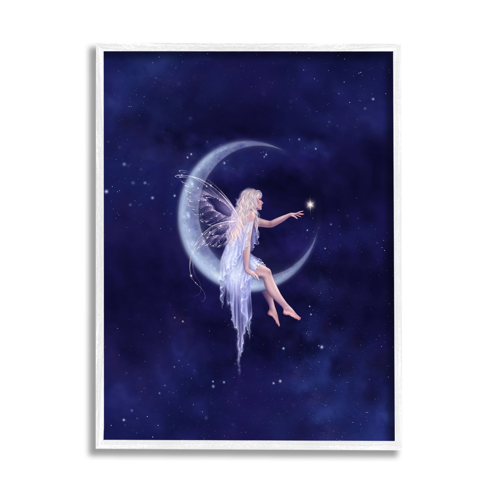 Stupell Industries Birth of a Star Fairy Fairy Tales & Fantasy Painting White Framed Art Print Wall Art, 24 x 30