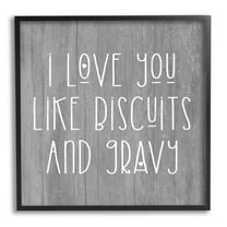 Stupell Industries Biscuits & Gravy Romantic Southern Country Phrase Graphic Art Black Framed Art Print Wall Art, Design by Daphne Polselli