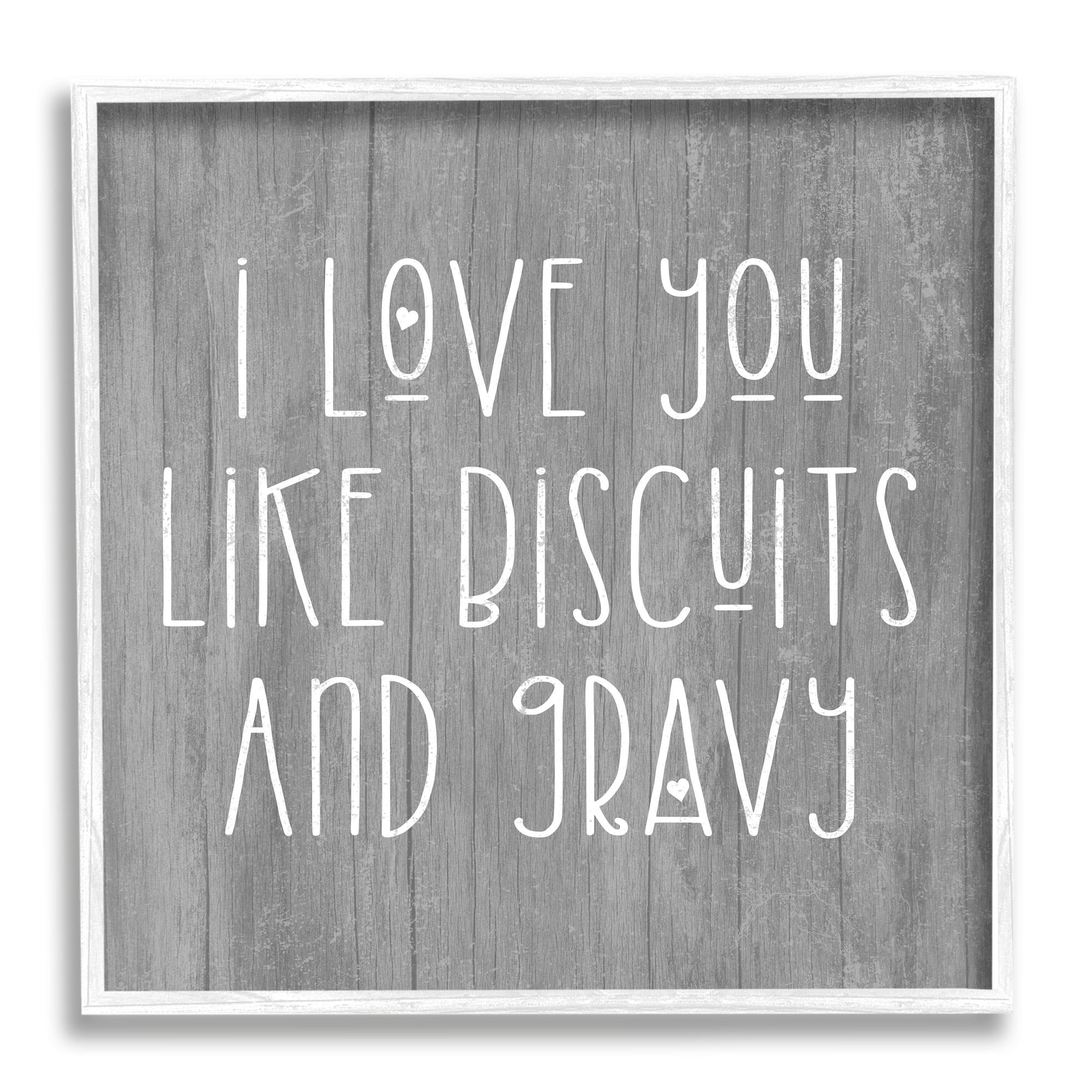 Stupell Industries Biscuits & Gravy Romantic Southern Country Phrase Graphic Art White Framed Art Print Wall Art, Design by Daphne Polselli
