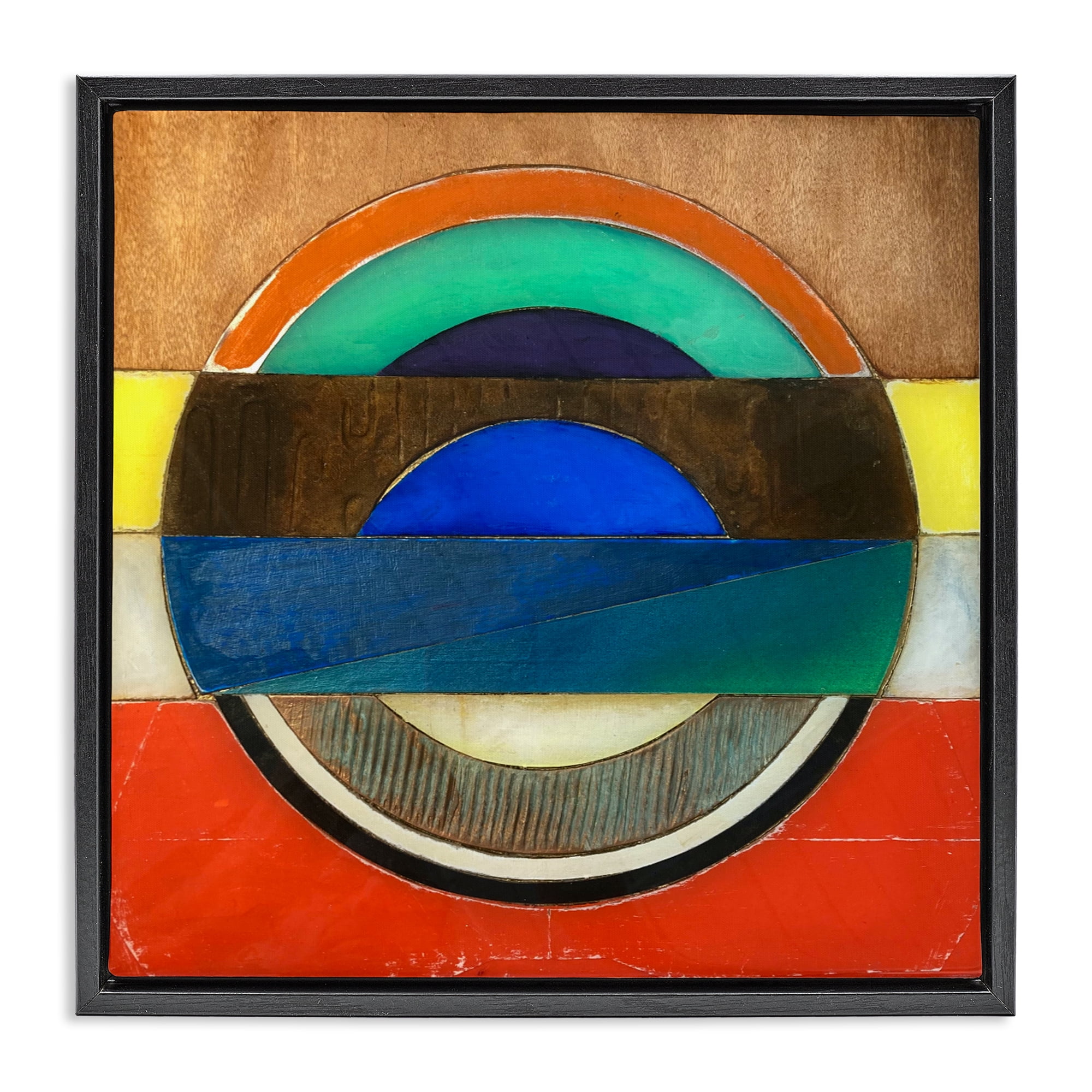Stupell Industries Bisected Circle Structure Black Framed Floater Canvas Wall Art, design by Matthew Finger