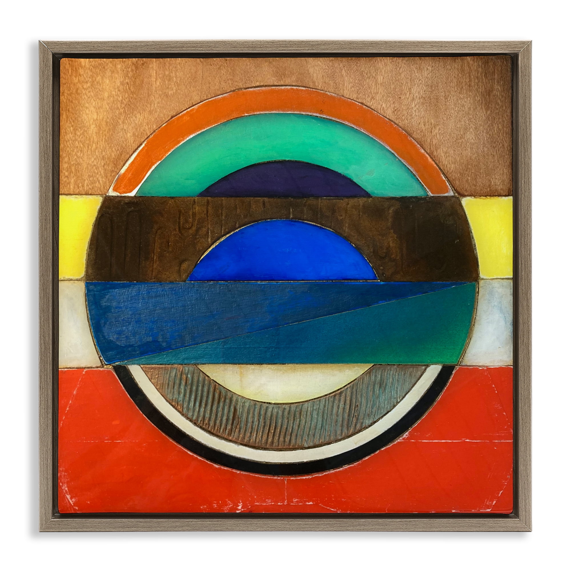 Stupell Industries Bisected Circle Structure Brown Framed Floater Canvas Wall Art, design by Matthew Finger
