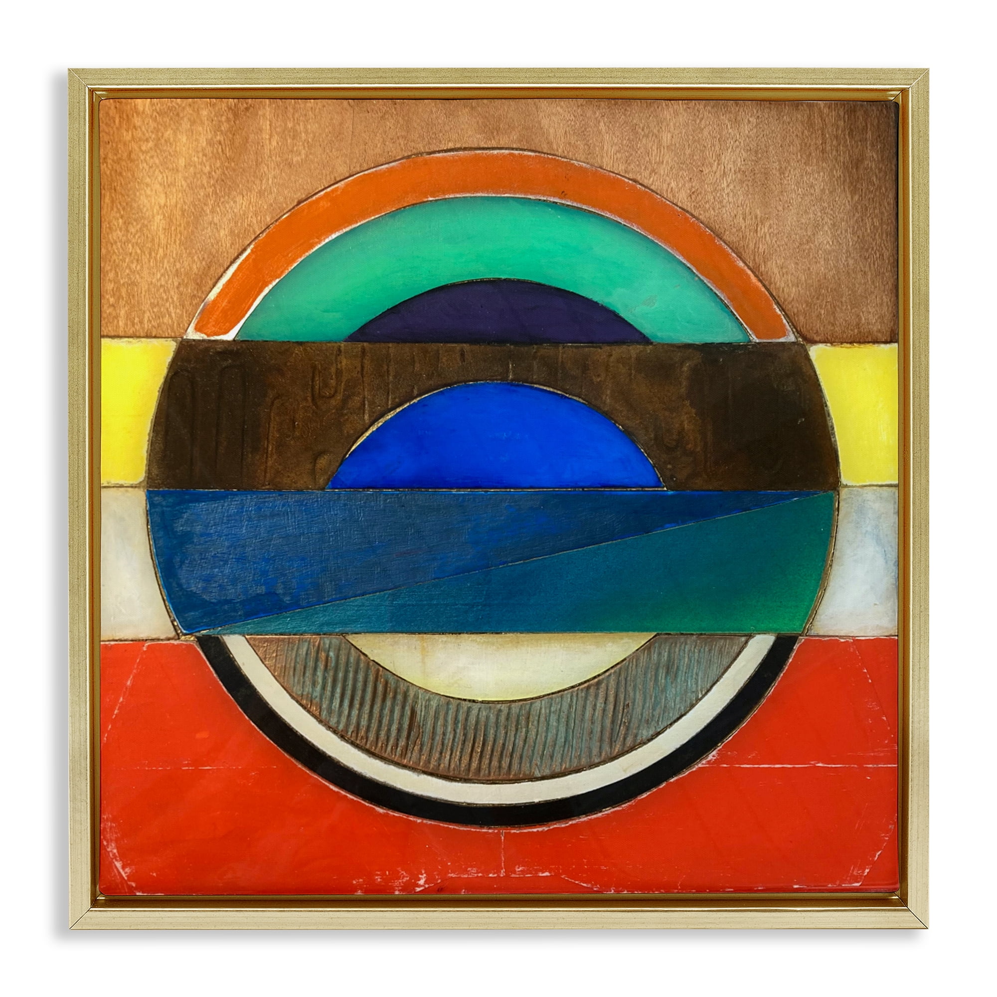 Stupell Industries Bisected Circle Structure Gold Framed Floater Canvas Wall Art, design by Matthew Finger