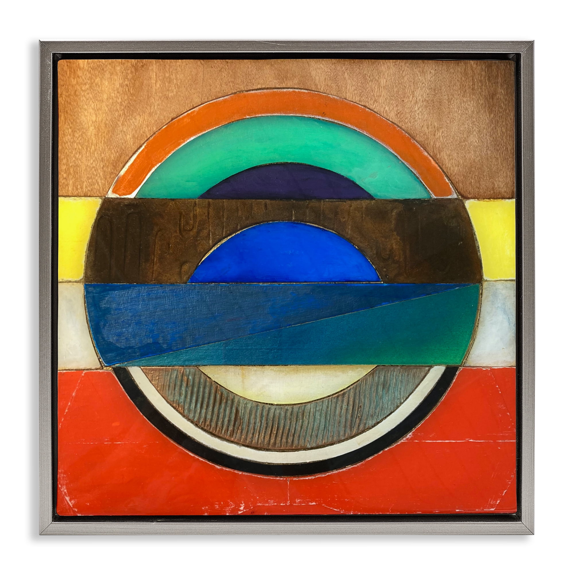 Stupell Industries Bisected Circle Structure Gray Framed Floater Canvas Wall Art, design by Matthew Finger