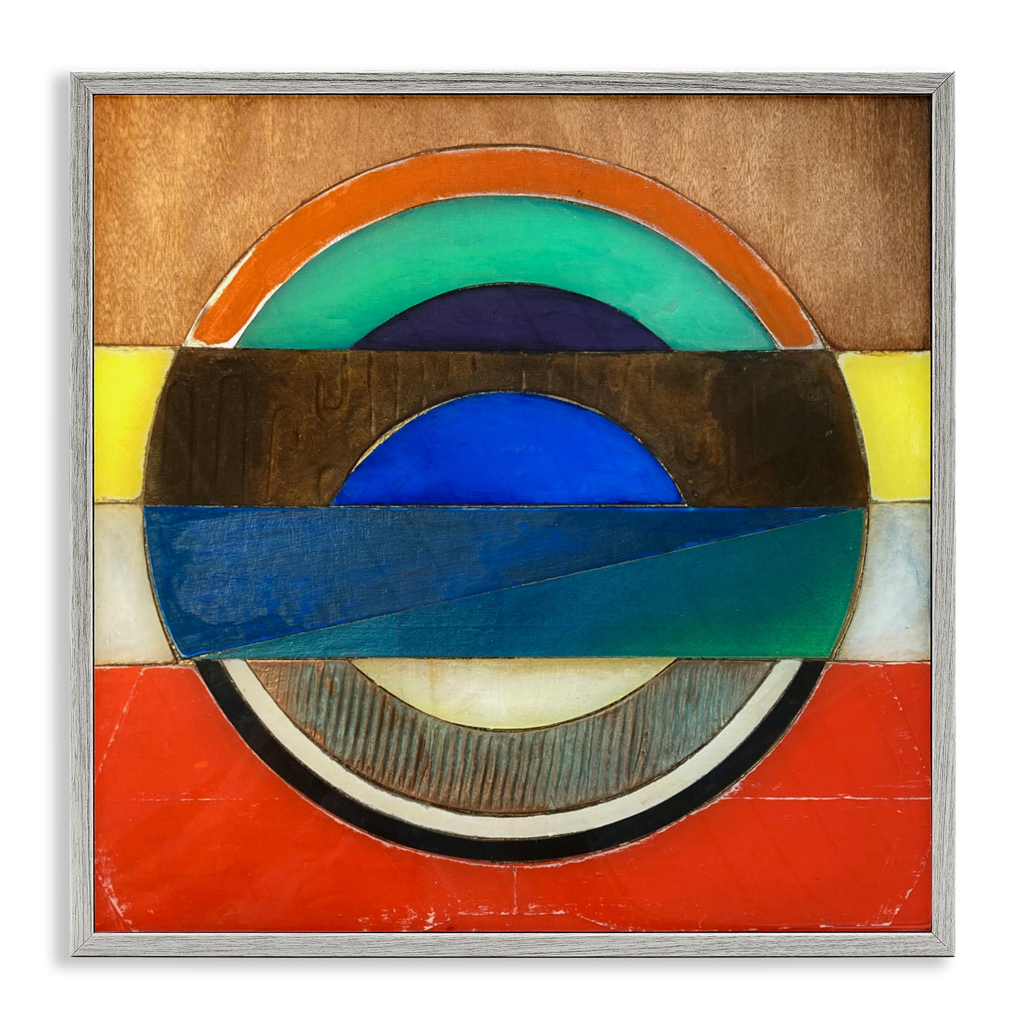 Stupell Industries Bisected Circle Structure Gray Framed Giclee Art, design by Matthew Finger