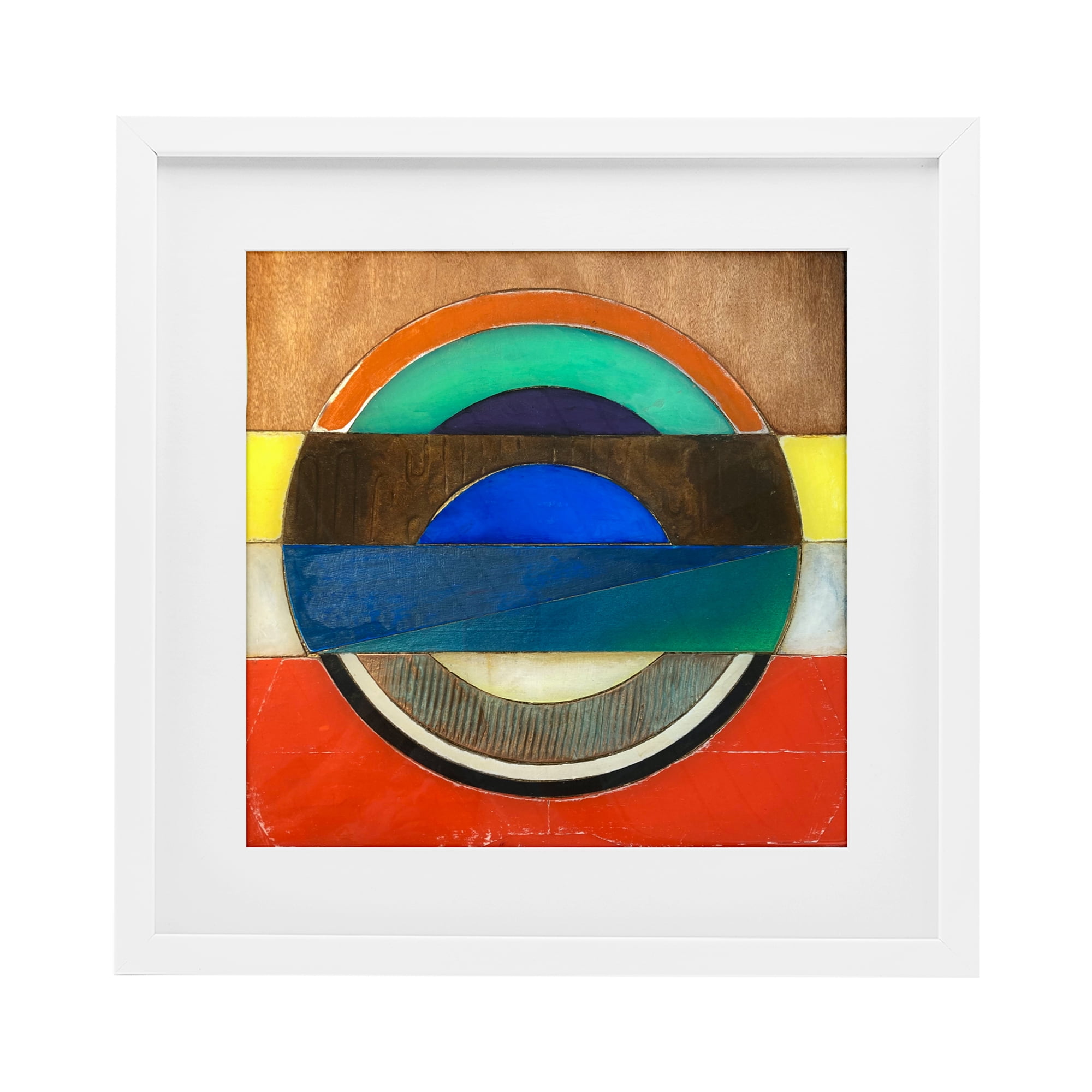 Stupell Industries Bisected Circle Structure White Framed Print Under Glass, design by Matthew Finger