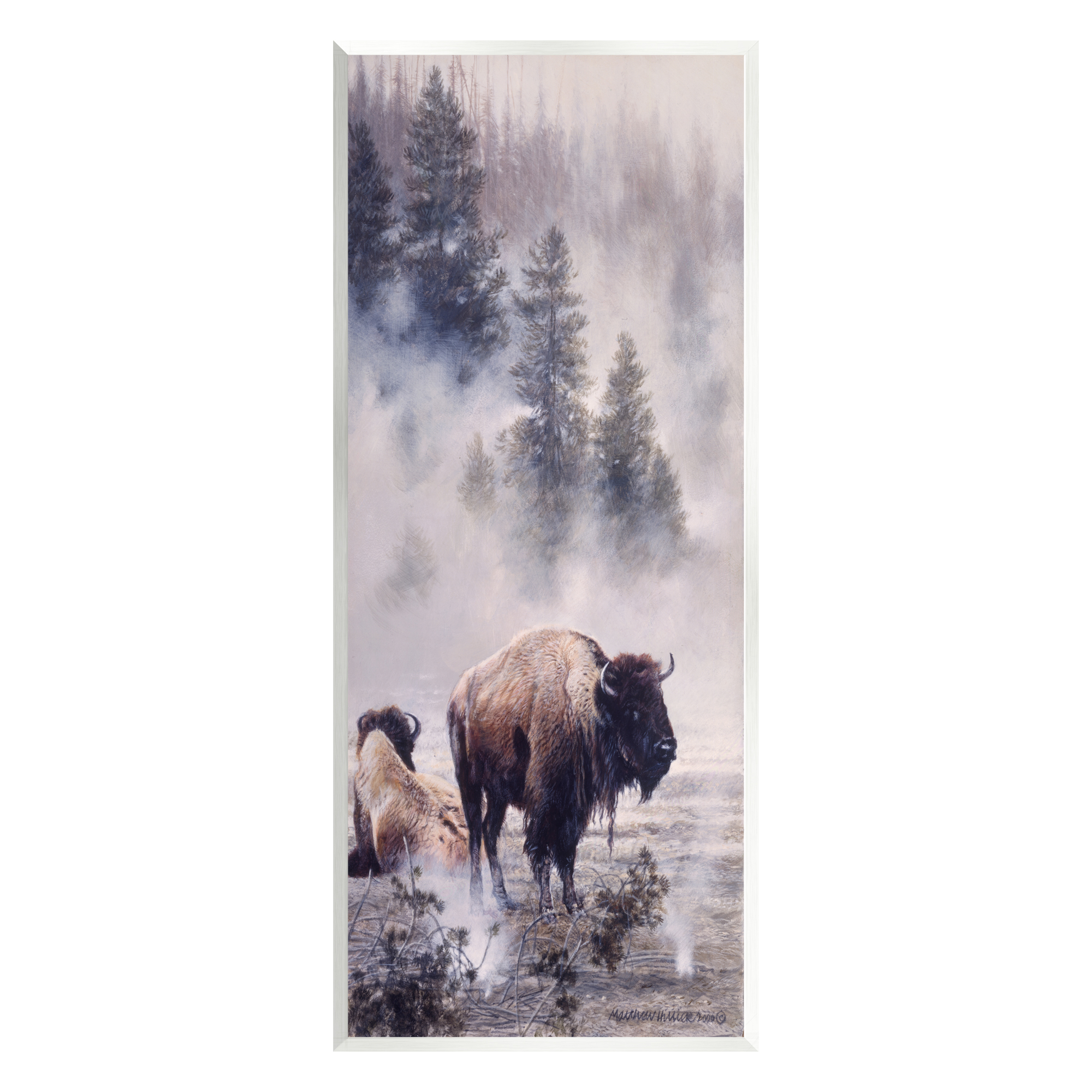 Stupell Industries Bison Foggy Woodland Nature Animals & Insects Painting Unframed Art Print Wall Art