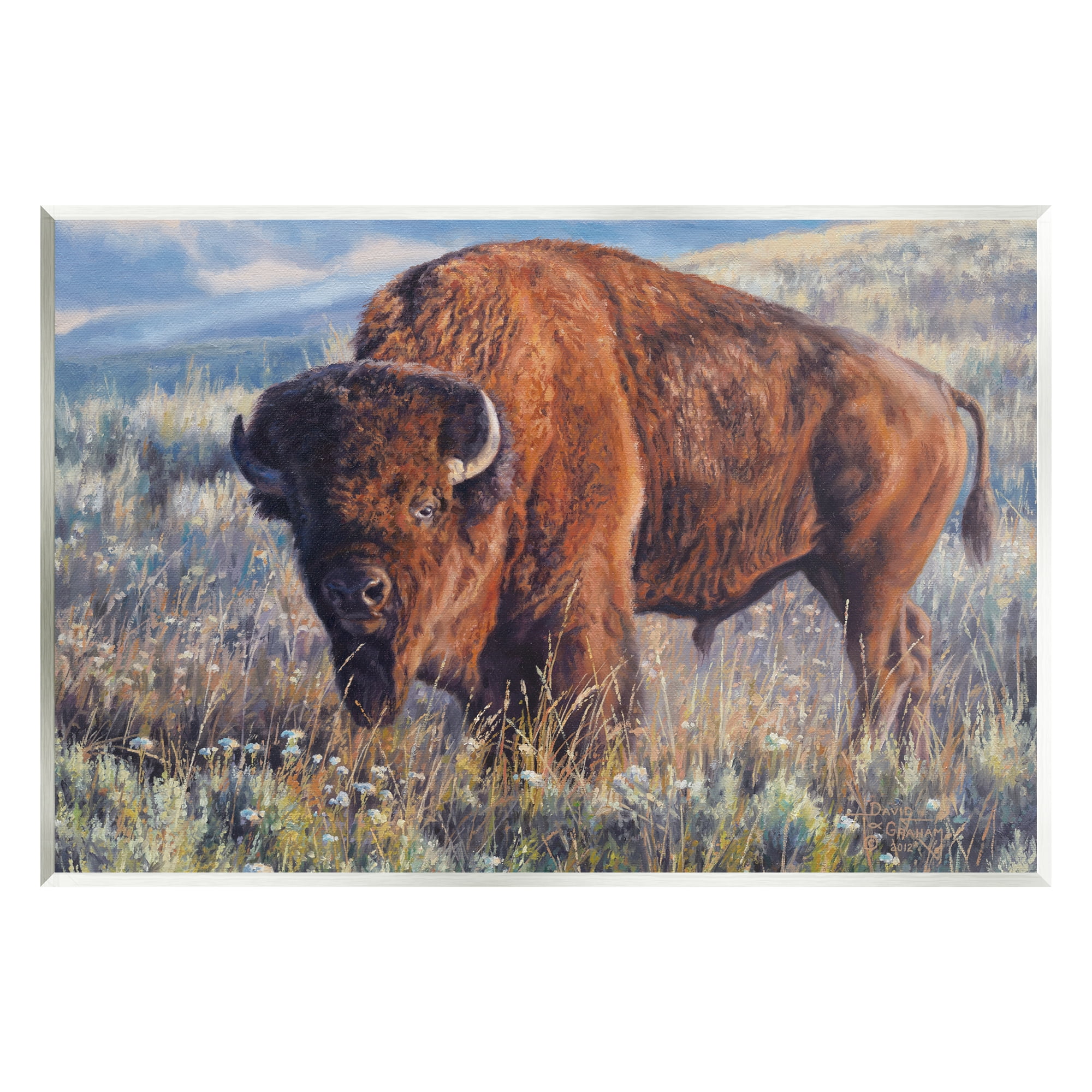 Stupell Industries Bison Grazing on Prairie Animals & Insects Photography Unframed Art Print Wall Art, 19 x 13