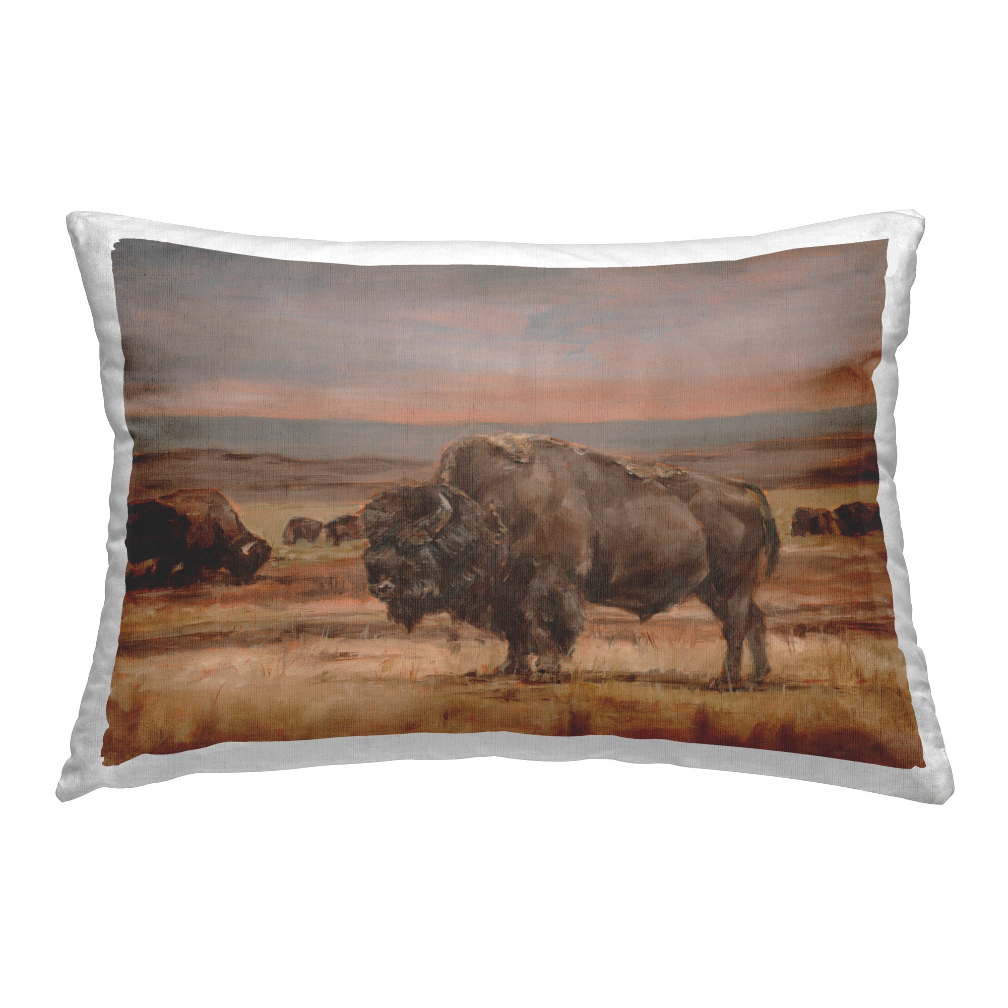 Stupell Industries Bison Herd in Countryside Decorative Printed Throw Pillow Design by Ethan Harper