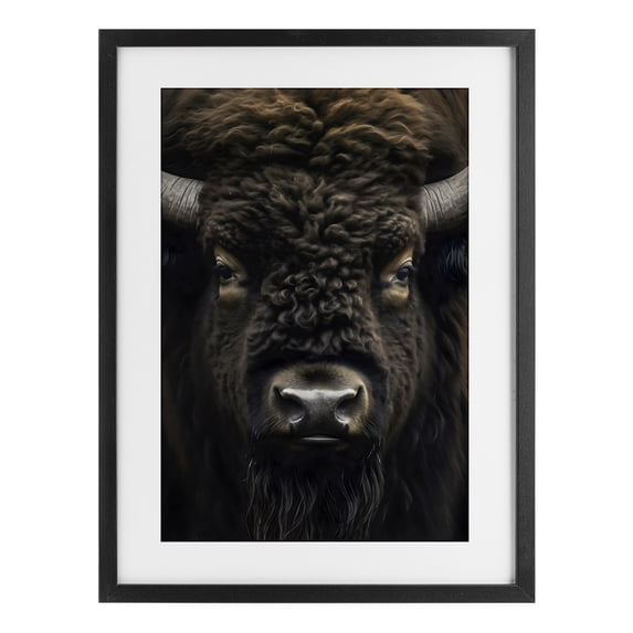 Stupell Industries Rustic Lodge Bison Portrait Close Up Black Framed Print Under Glass, 17 x 23, by Creative Studio