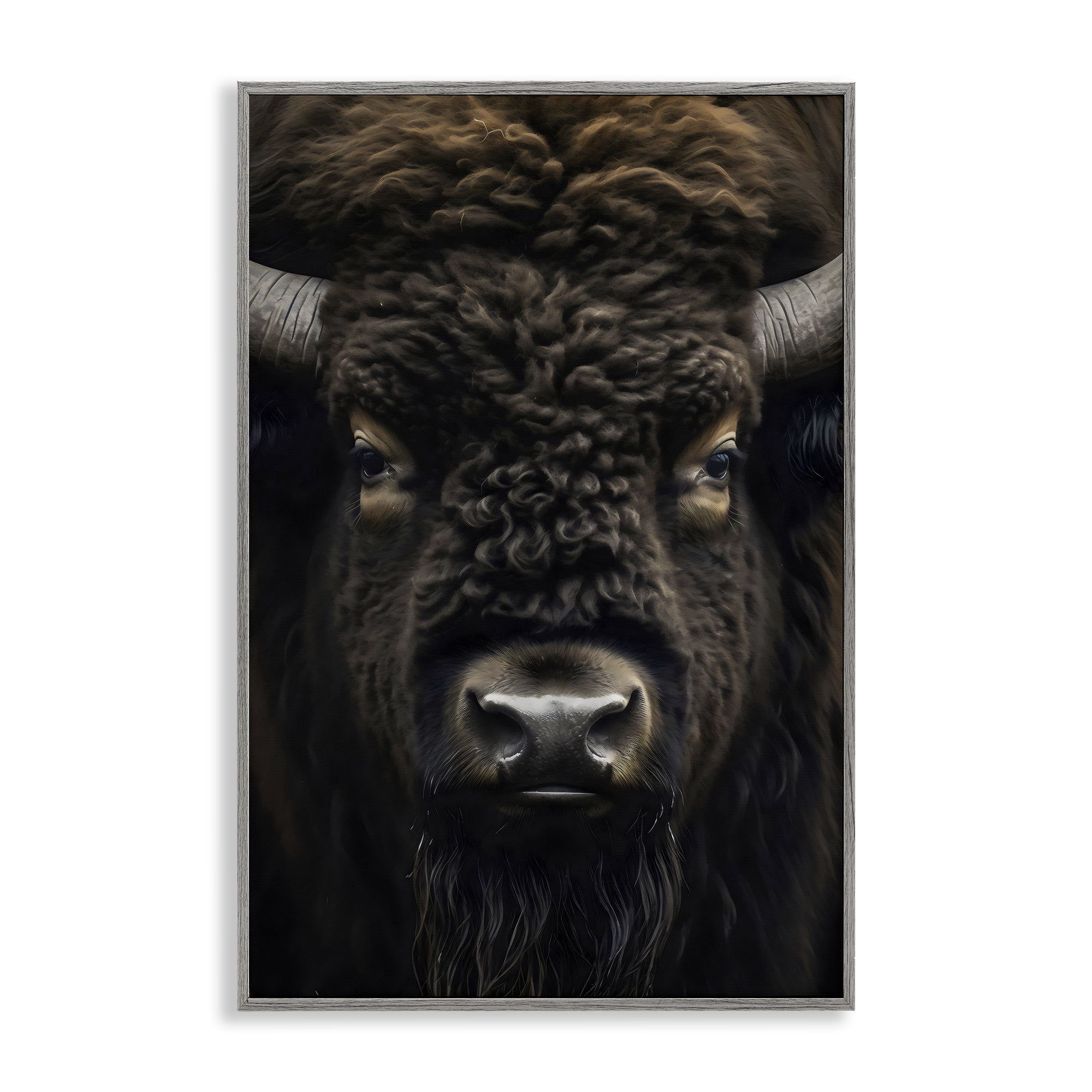 Stupell Industries Bison Portrait Close Up Gray Framed Giclee Art, design by Creative Studio
