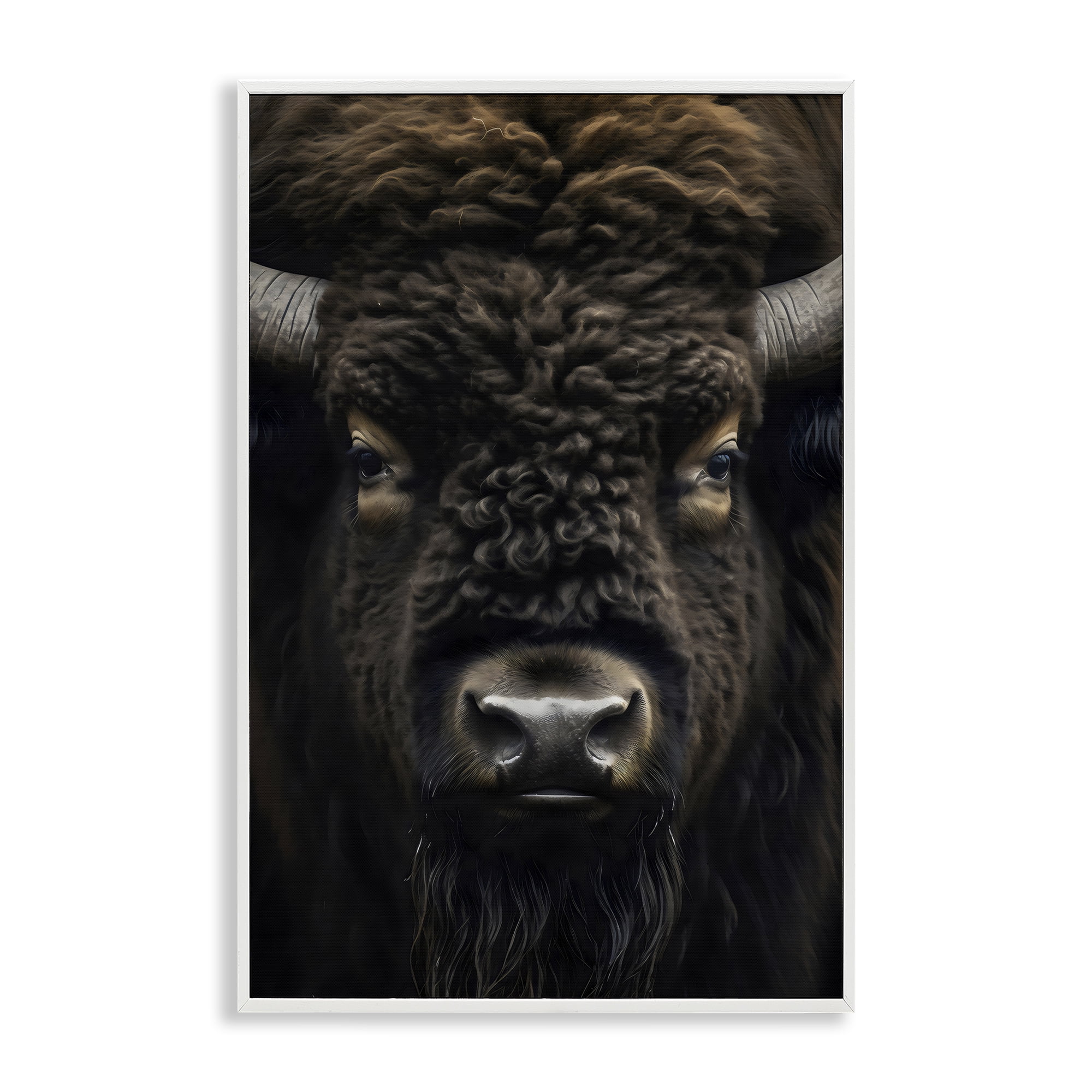 Stupell Industries Bison Portrait Close Up White Framed Giclee Art, design by Creative Studio