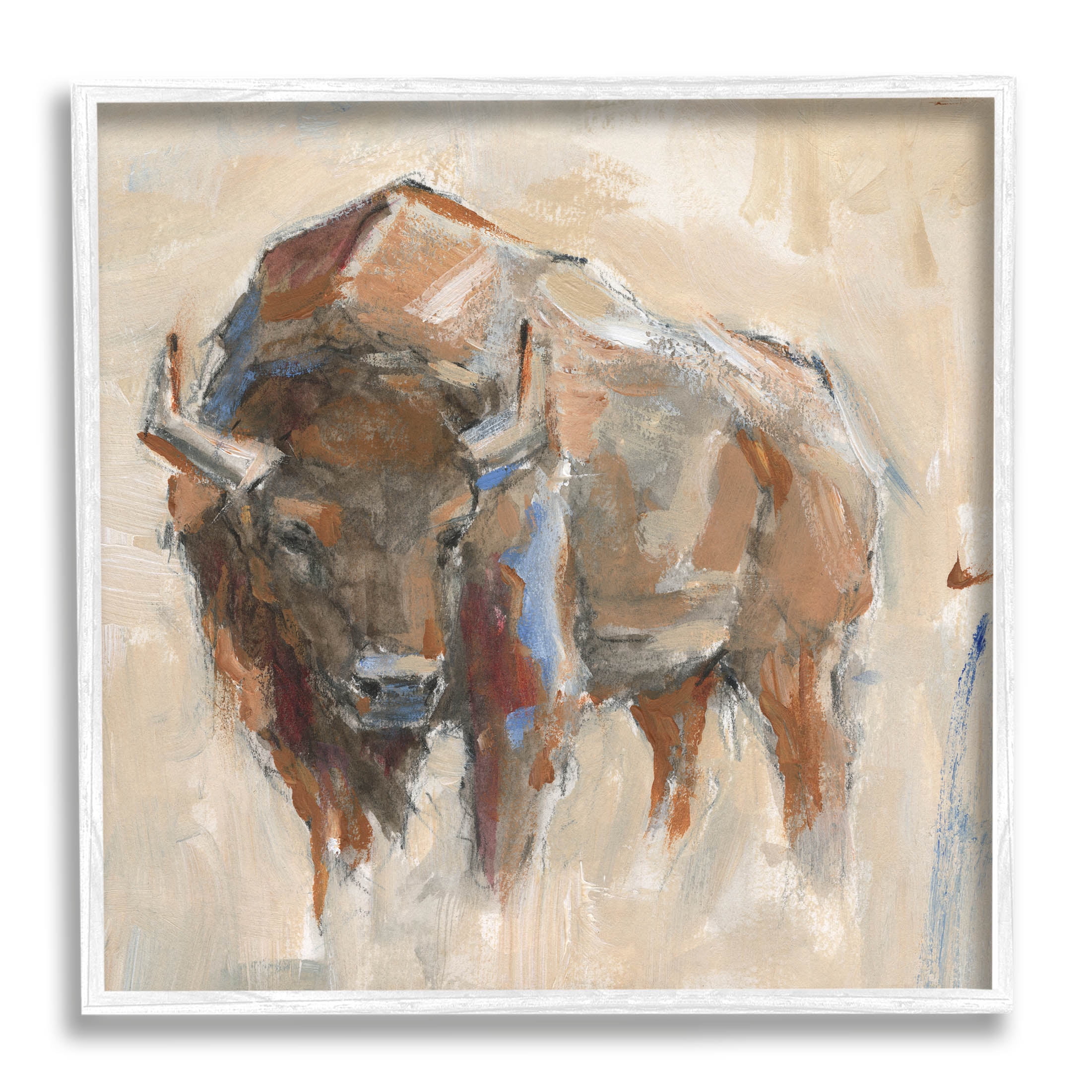 Stupell Industries Bison Portrait Country Wildlife Painting Painting White Framed Art Print Wall Art, Design by Ethan Harper
