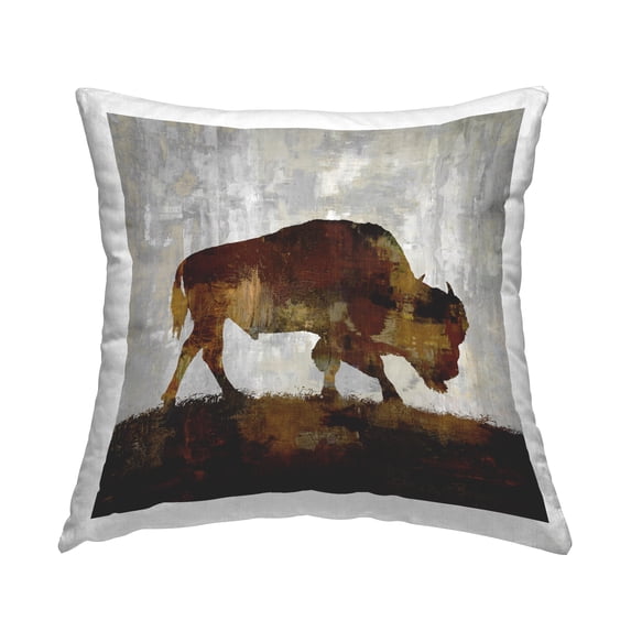 Stupell Industries Bison Rustic Cabin Silhouette Printed Throw Pillow Design by Carl Colburn