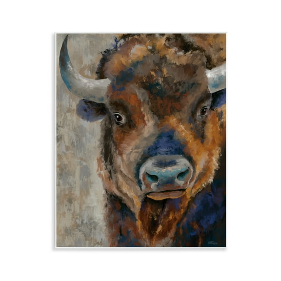 Stupell Industries Bison Rustic Portrait Animals & Insects Painting Unframed Art Print Wall Art, 11 x 14