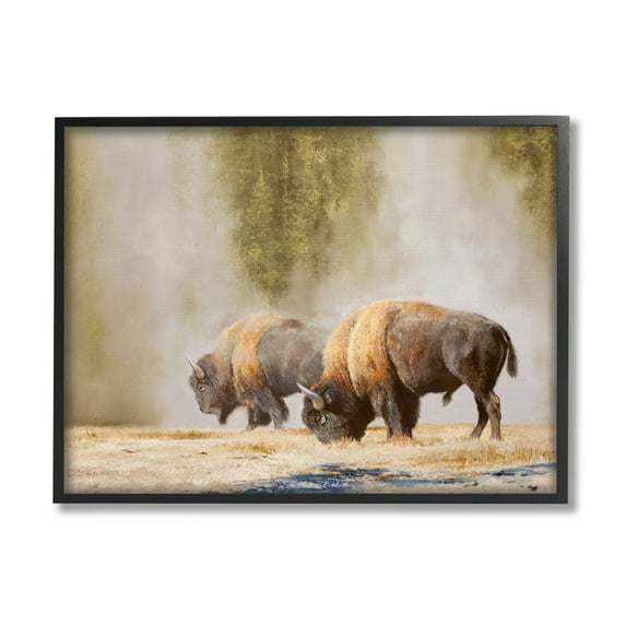 Stupell Industries Bison Wildlife Photography Animals & Insects Painting Black Framed Art Print Wall Art