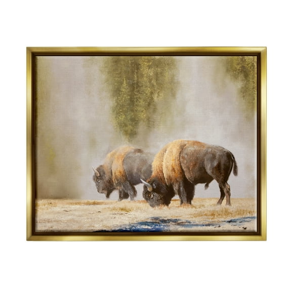 Stupell Industries Bison Wildlife Photography Animals & Insects Painting Gold Floater Framed Art Print Wall Art