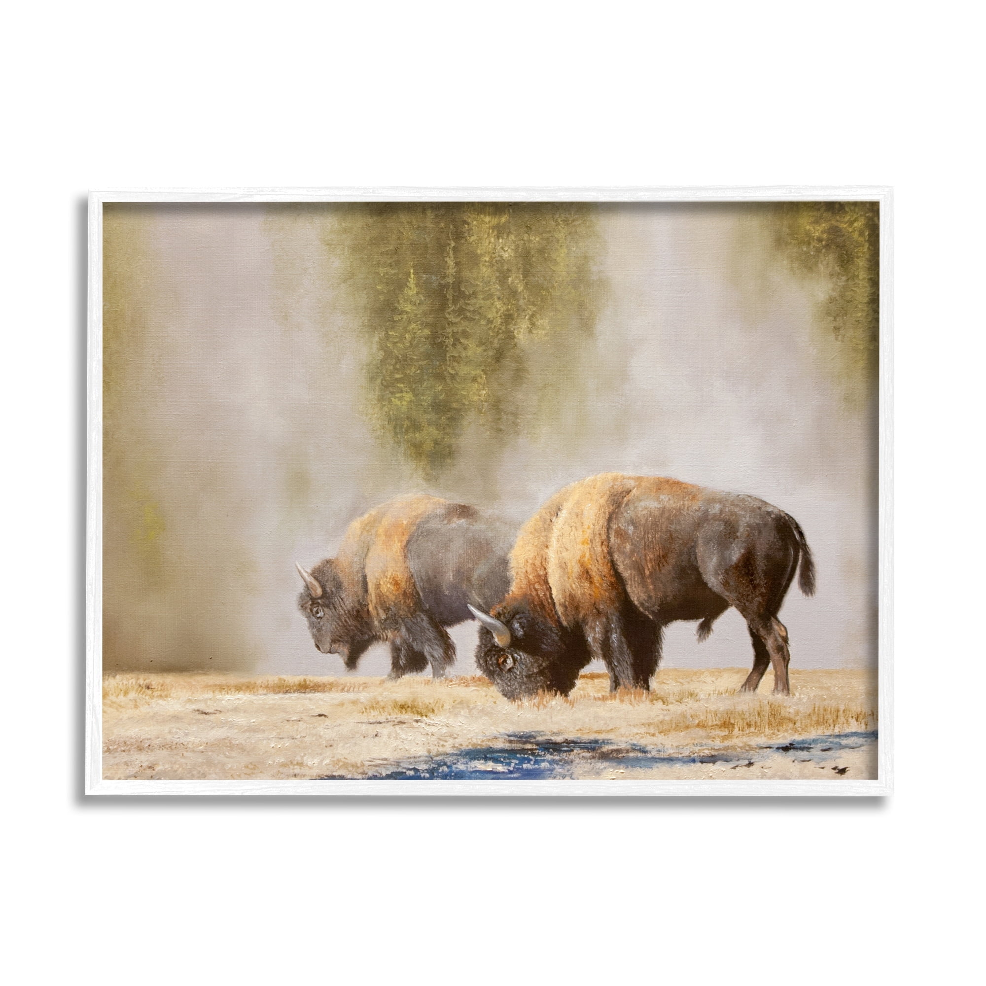 Stupell Industries Bison Wildlife Photography Animals & Insects Painting White Framed Art Print Wall Art