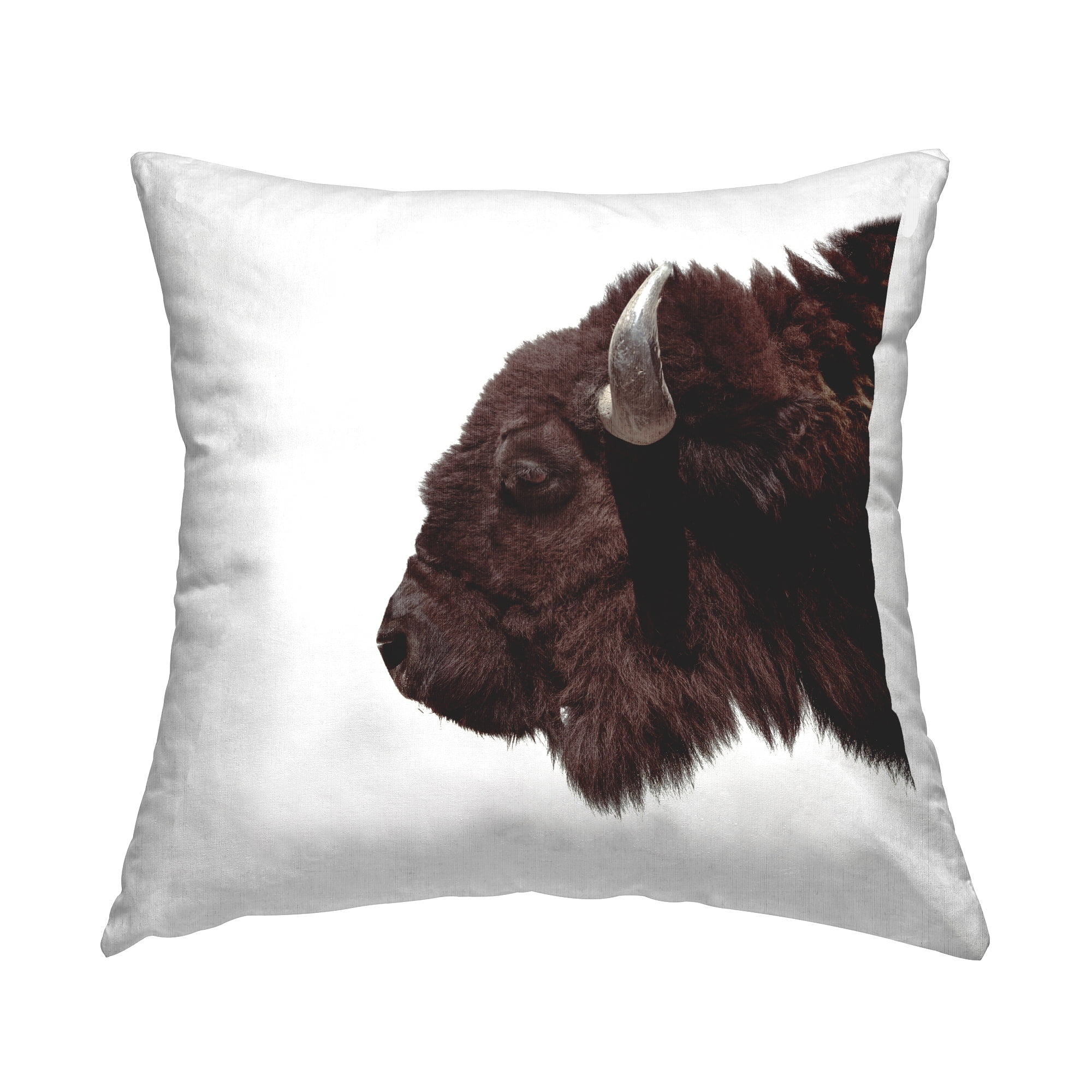 Stupell Industries Bison with White Background Square Decorative Printed Throw Pillow Design By Emma P, 18 x 18