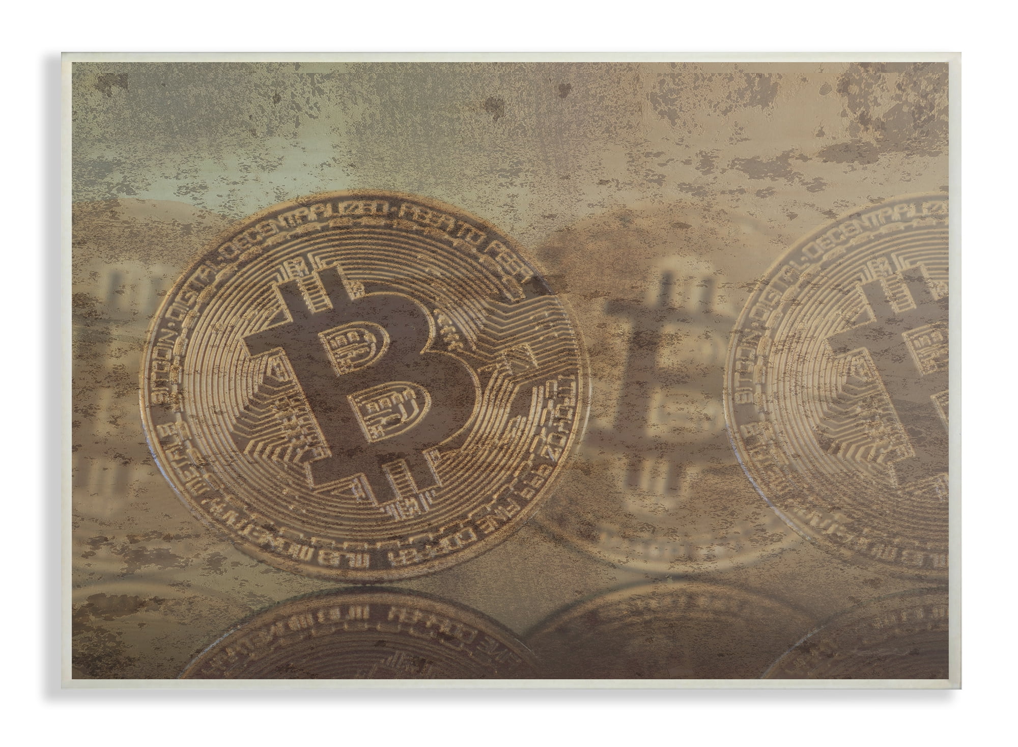 Stupell Industries Bitcoin Faded and Distressed Typography Painting Unframed Art Print Wall Art, 10 x 15