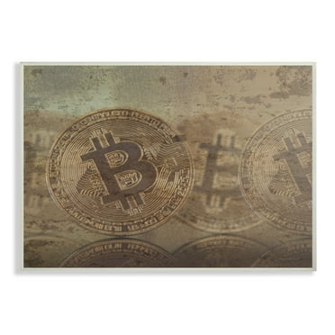 Stupell Industries Bitcoin Faded and Distressed Typography Painting Unframed Art Print Wall Art, 10 x 15