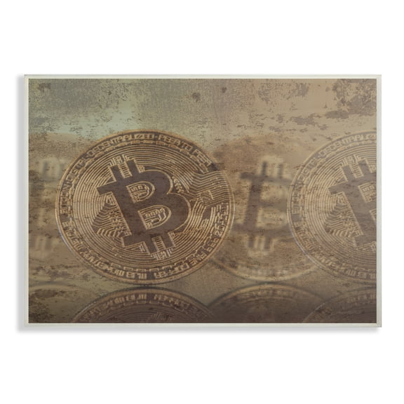 Stupell Industries Bitcoin Faded and Distressed Typography Painting Unframed Art Print Wall Art, 13 x 19