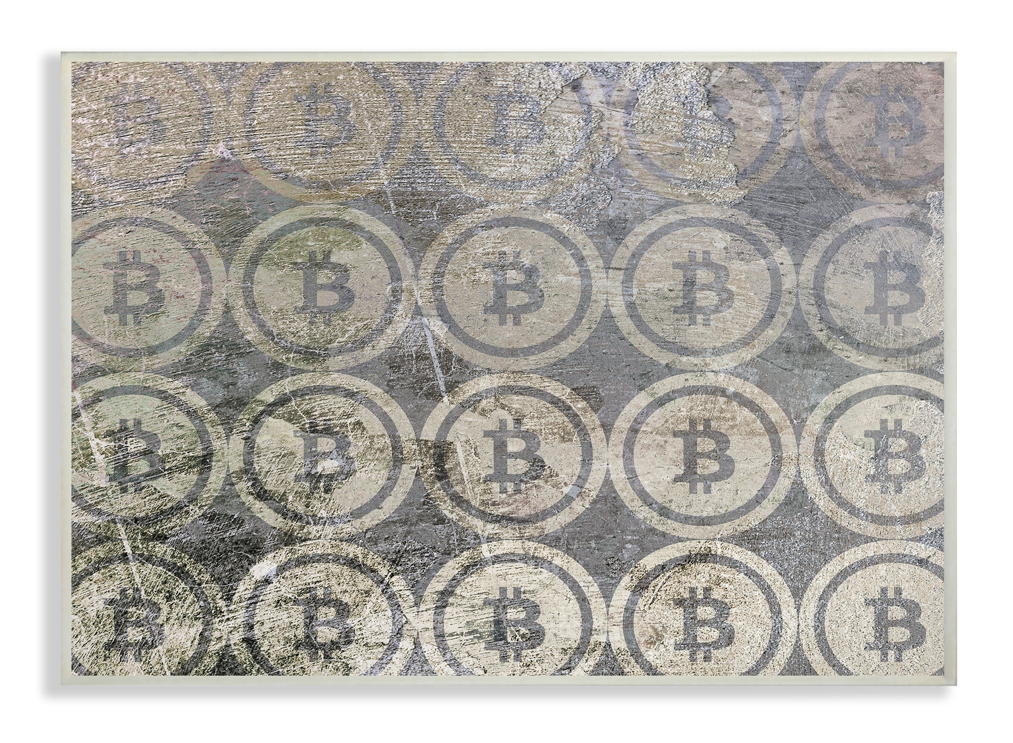 Stupell Industries Bitcoin Pattern on Surface Typography Painting Unframed Art Print Wall Art, 10 x 15
